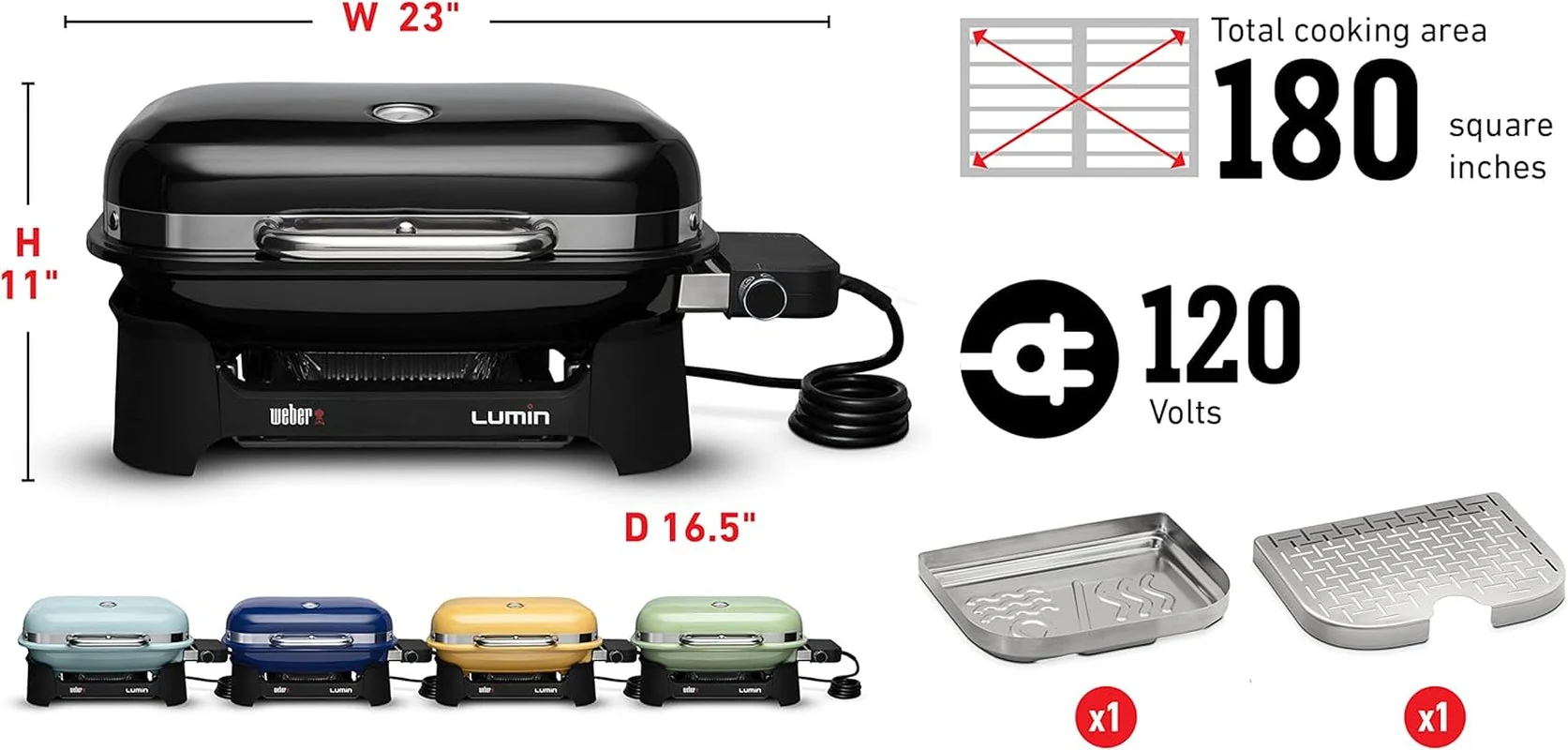 Carefully Designed Weber Lumin Ultracompact Electric Outdoor Grill Black Detailed