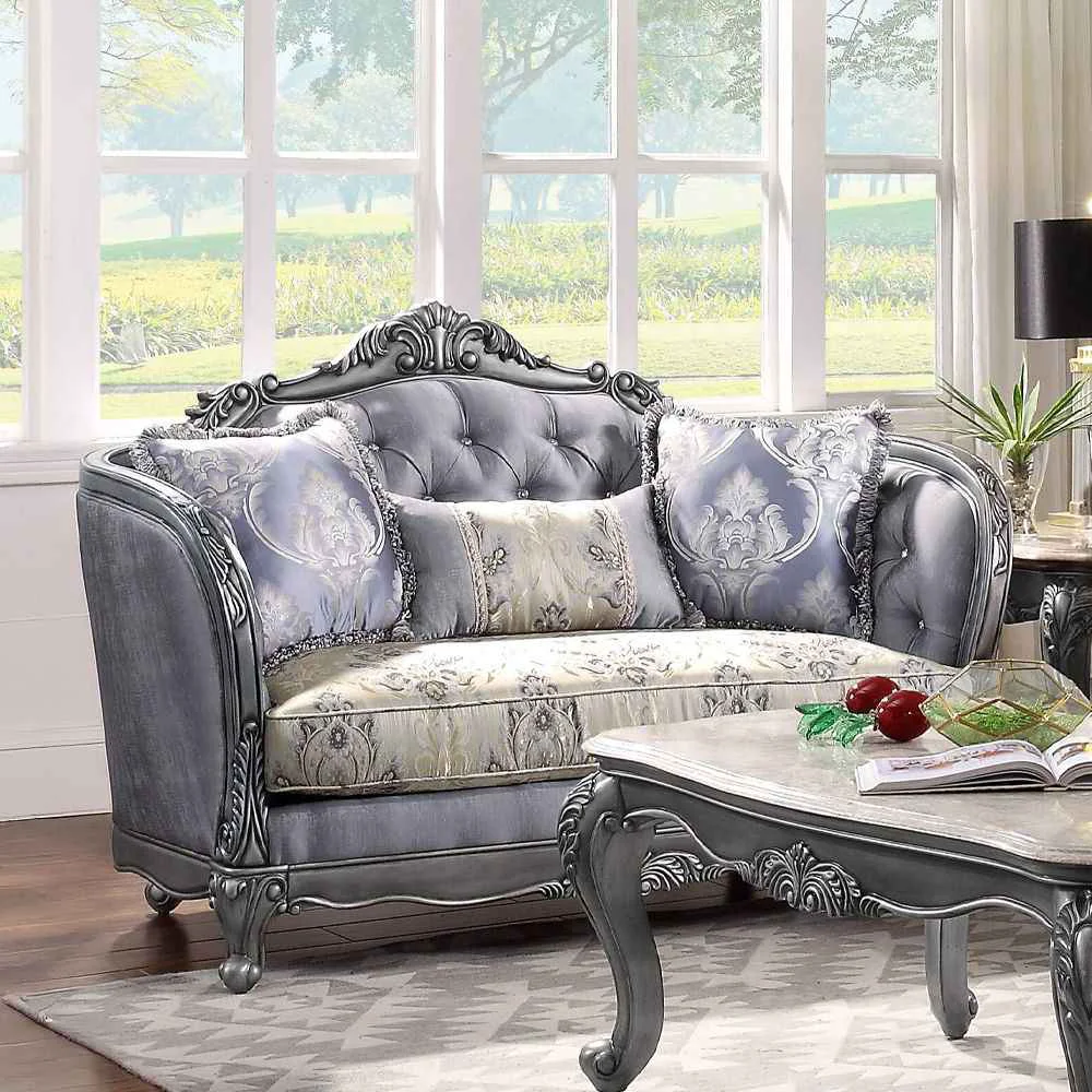 Sustainable Ariadne – Loveseat With 3 Pillows – Fabric Platinum Secure