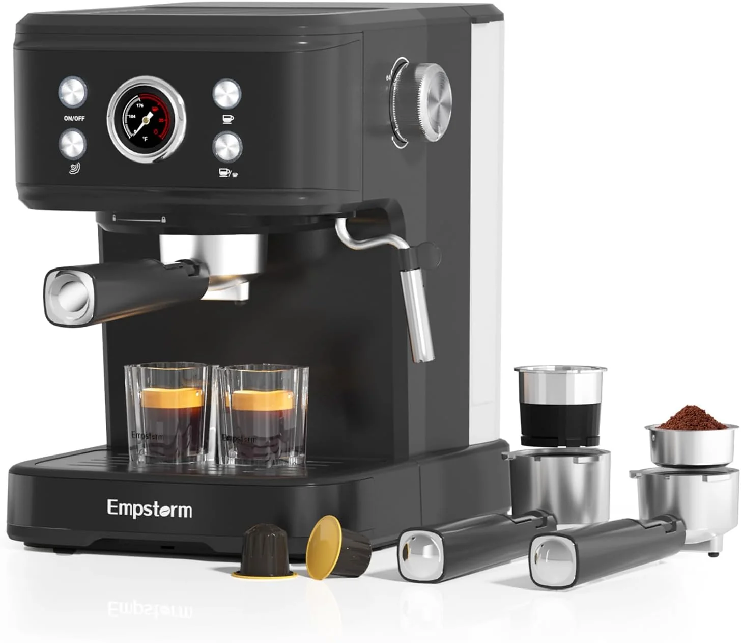 Outstanding Black Espresso Machine with Milk Frother Cappuccino Machines for Home Coffee Espresso Machine Suitable for Coffee Powder NS Capsules Crafted