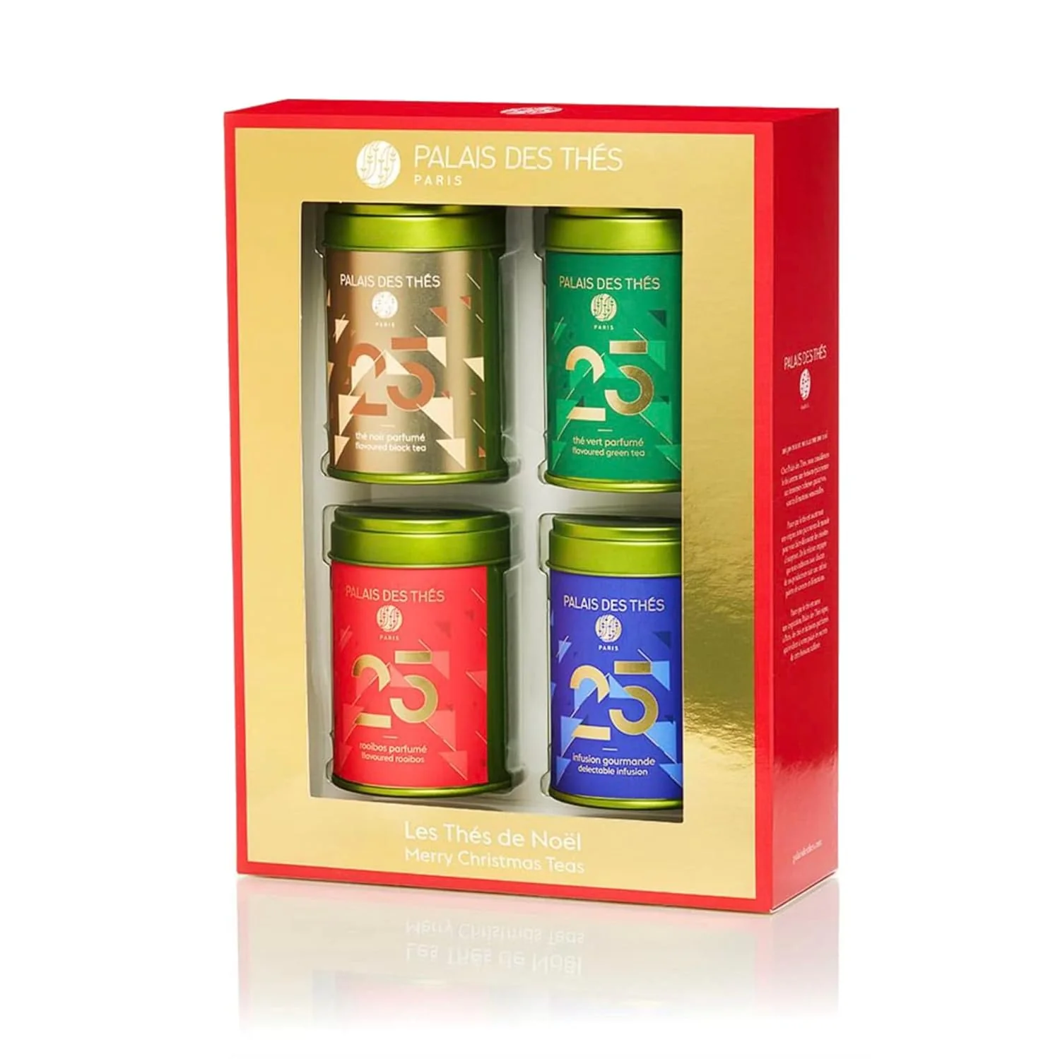 Long-Lasting Palais des Thés – N°25 Holiday Collection Miniatures Box Gift Set – Assortment of Black Green Herbal and Rooibos Teas – Variety Pack of 4 Premium Loose Leaf 3.5oz Tin Elite