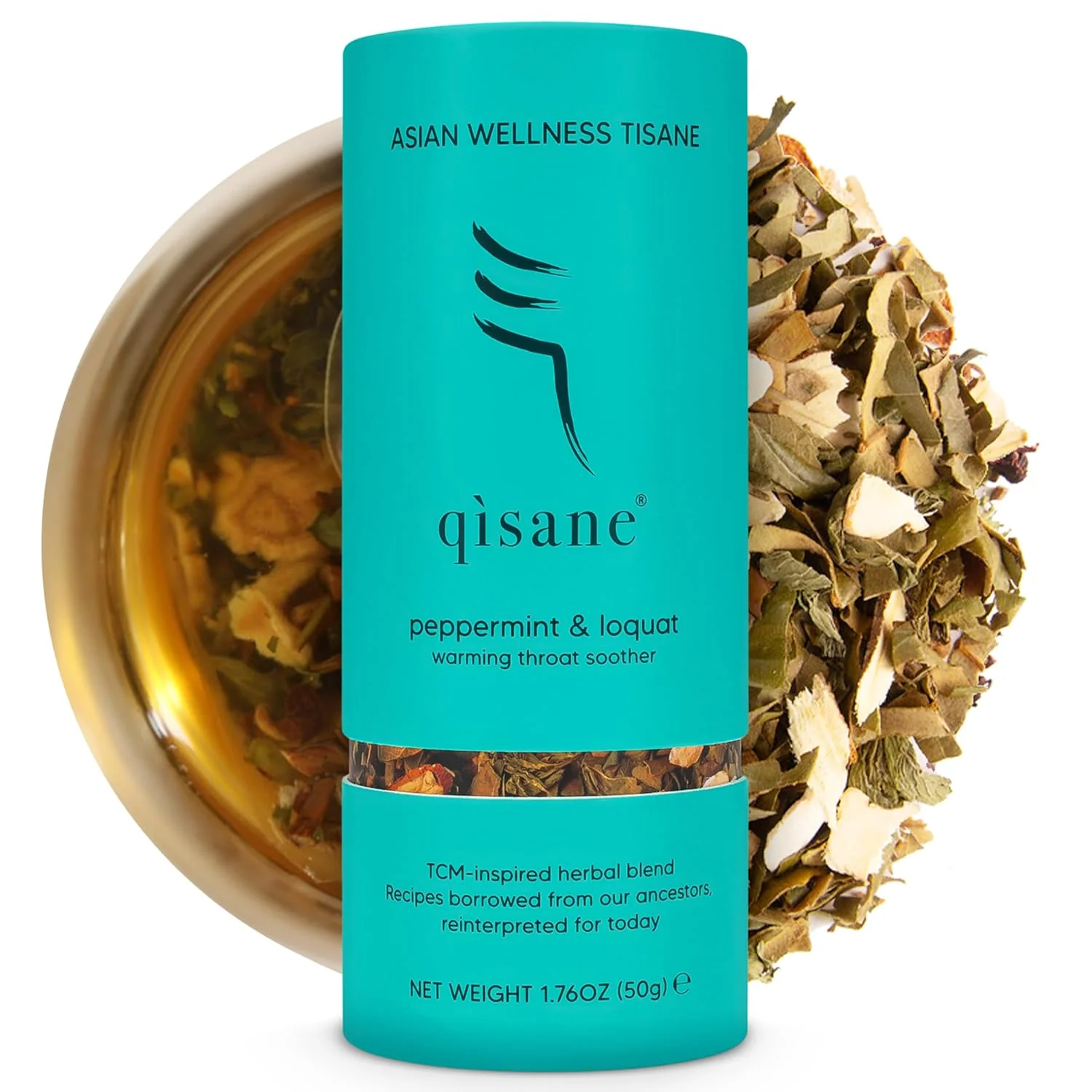 Breathable qìsane Organic Peppermint Tea Bags with Loquat Leaves – Whole Organic Peppermint Leaves Loquat Ginger Balloon Flower Roots First-Class