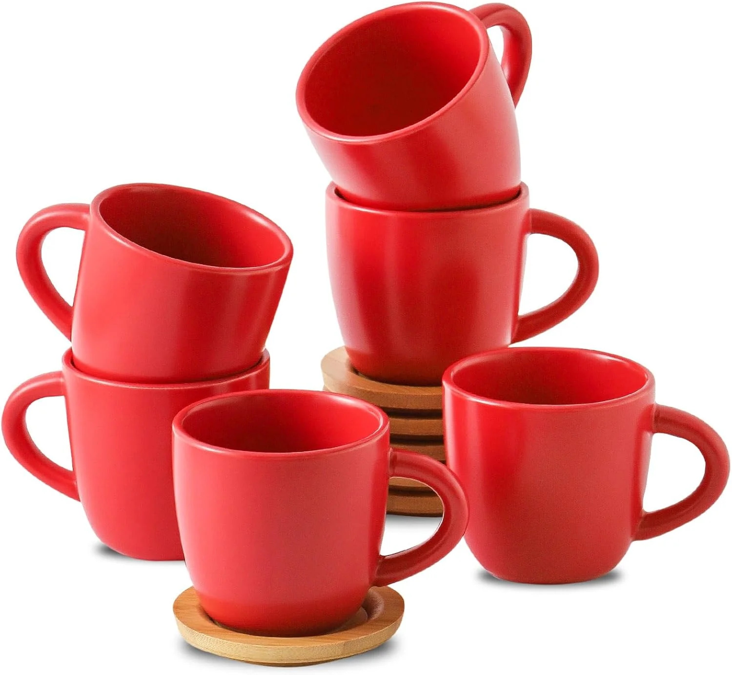 Exceptional Hasense Cappuccino Cups with saucers 6 Ounce Ceramic Coffee Mugs Set of 6 for Espresso Specialty Coffee Drinks Latte Cafe Mocha and Tea Functional