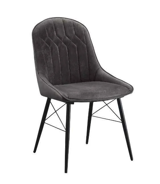 Organic Abraham – Side Chair Set of 2 – Dark Gray Fabric Black Solid