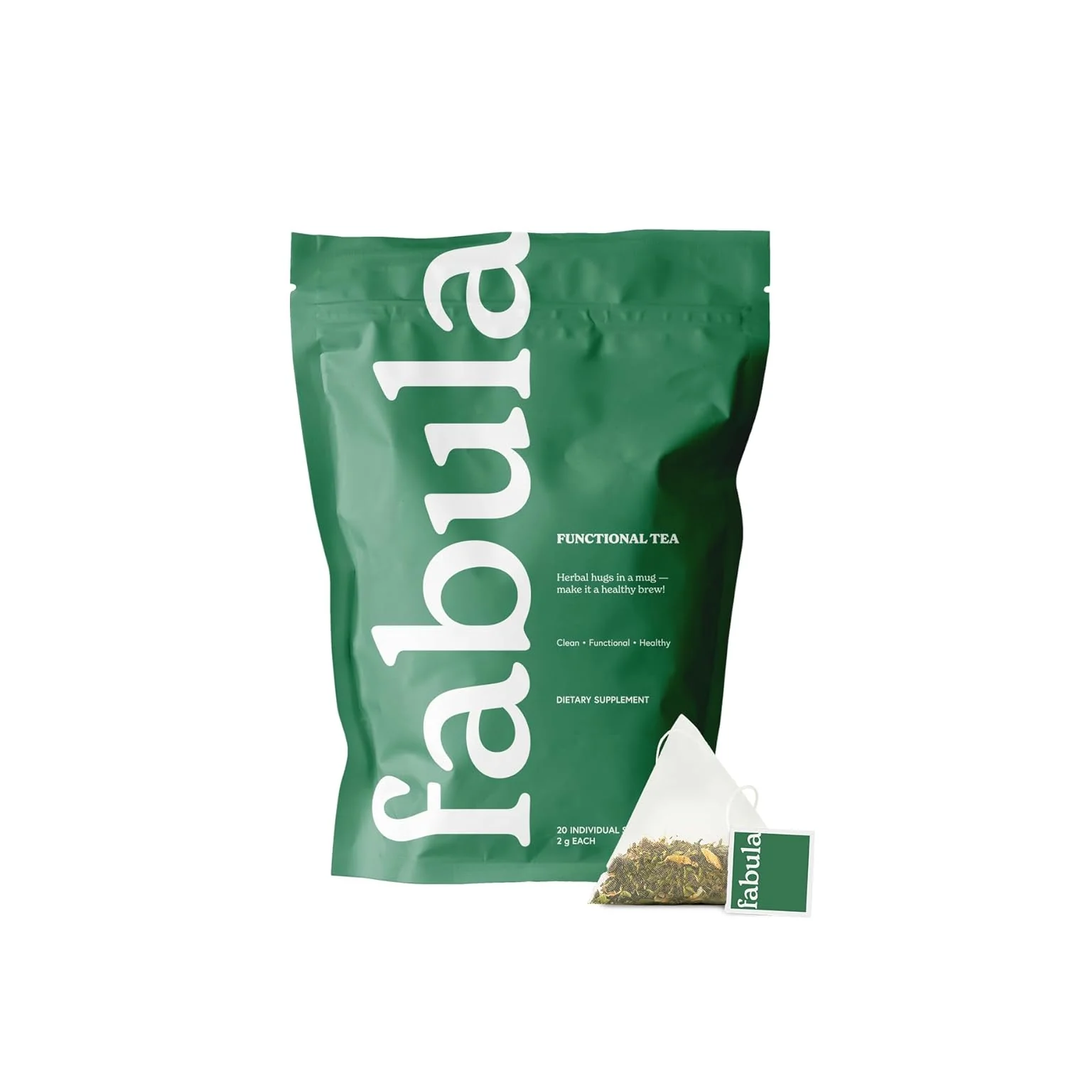 Certified Fabula Focus Herbal Tea Organic Green Tea Calendula Apple Ashwagandha Improving Focus and Mental Alertness 20 sachets Enhanced
