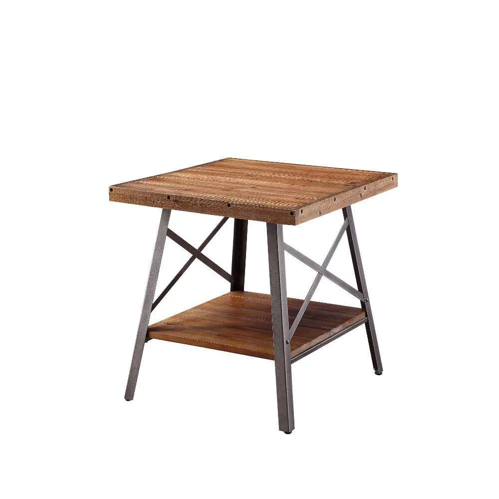 Powerful Ikram – End Table Set of 2 – Weathered Oak Sandy Black Exclusive