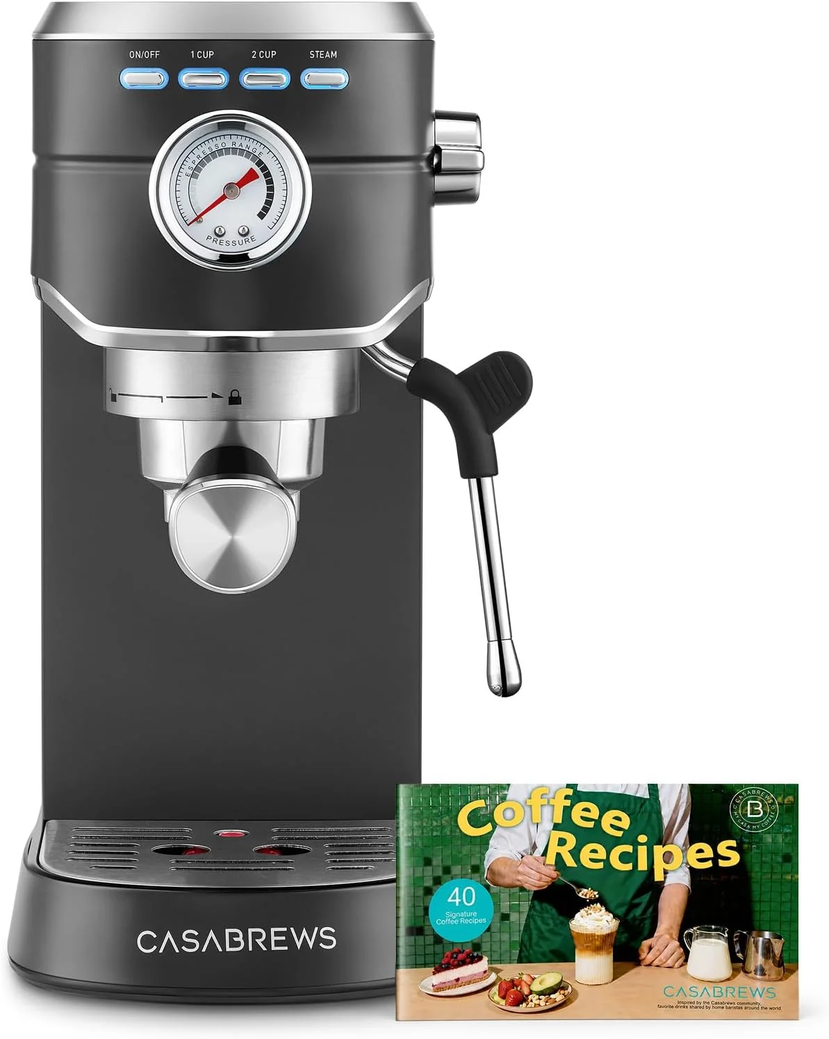 Original CASABREWS CM5418 Espresso Machine Espresso Coffee Maker with Steam Wand Stainless Steel 20-Bar Pump Built-in Pressure Gauge Powerful Steam Wand for Cappuccino Latte for Home 34oz Water Tank Effective