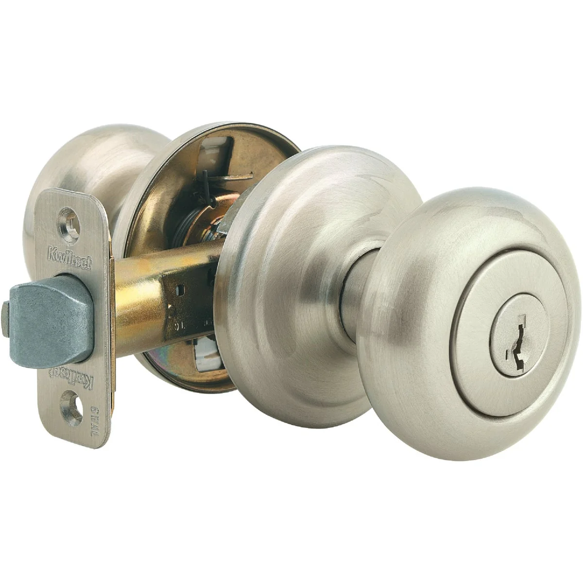 Crafted Kwikset Signature Series Satin Nickel Juno Entry Door Knob with SmartKey High-Quality