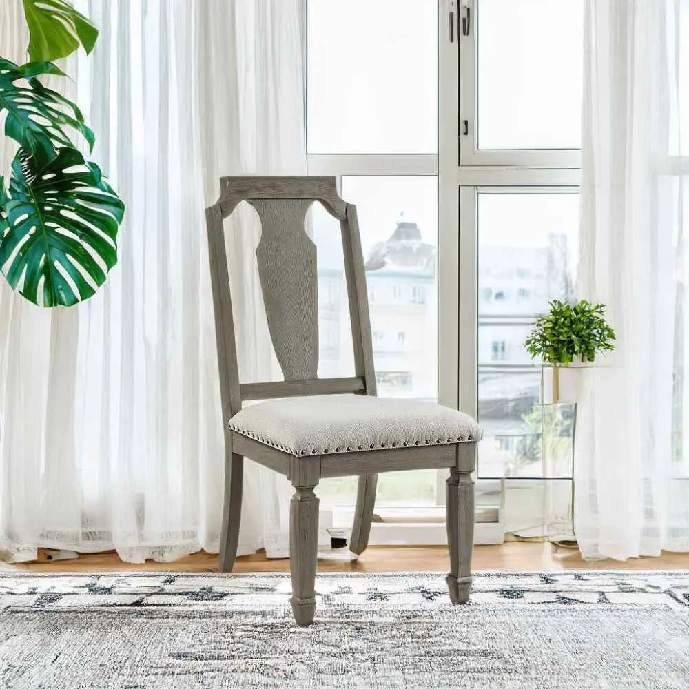 First-Class Zumala – Side Chair Set of 2 – Beige Linen Weathered Oak High-Quality
