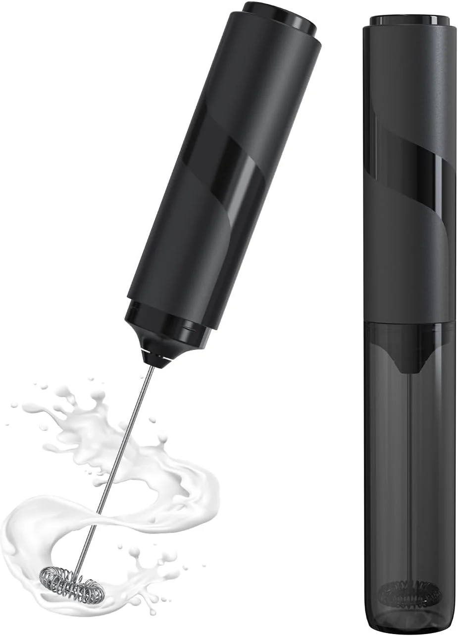 Efficient Milk Frother Handheld with Cover Battery-Operated Electric Foam Maker Frother Wand Whisk Drink Mixer Foamer for Coffee Latte Matcha Official