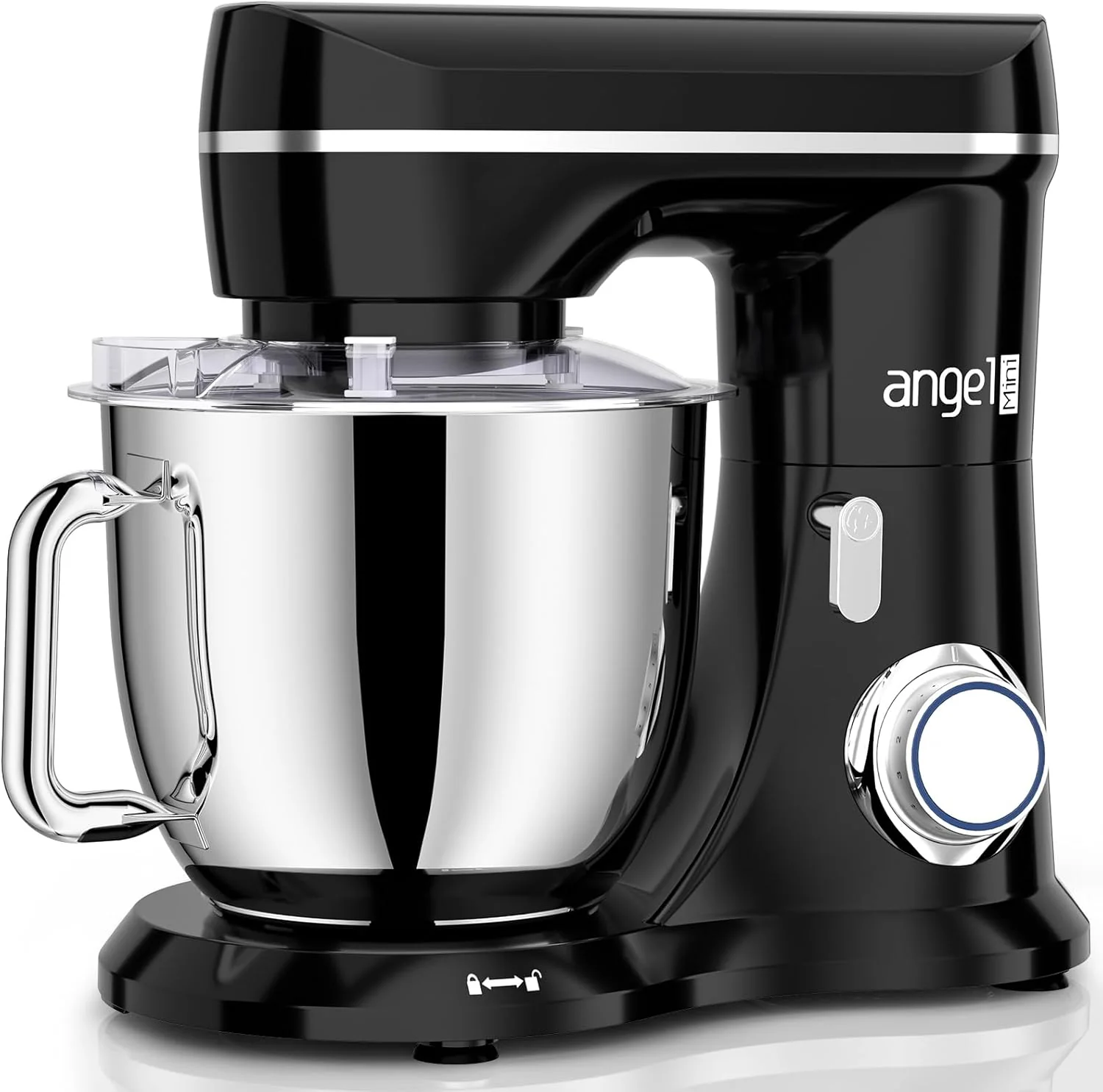 Carefully Designed Mini Angel Electric Stand Mixer 5Quarts Dough Hook Flat Beater Wire Whisk Attachments 10 P Speeds with Splash Guard Black Long-Lasting