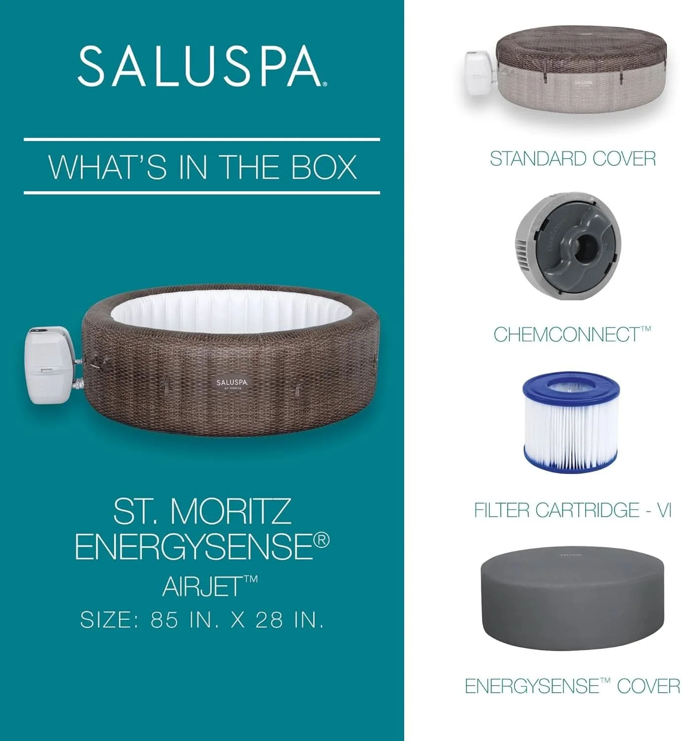 Recyclable SaluSpa St Moritz Inflatable Hot Tub 7 Person 180 Jets High-Grade