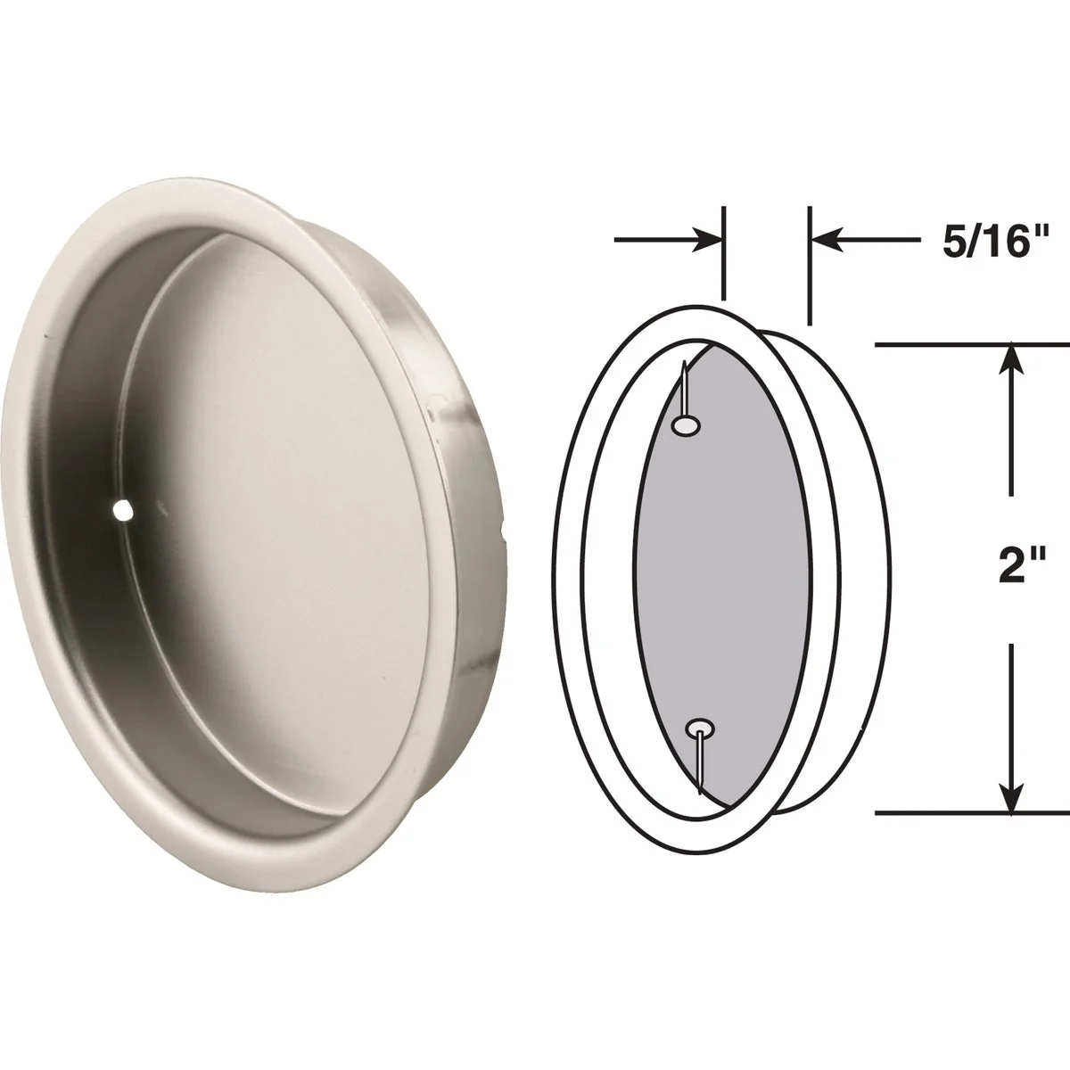 Pure Prime-Line 2 In. Closet Finger Door Pull 2 Count Lightweight
