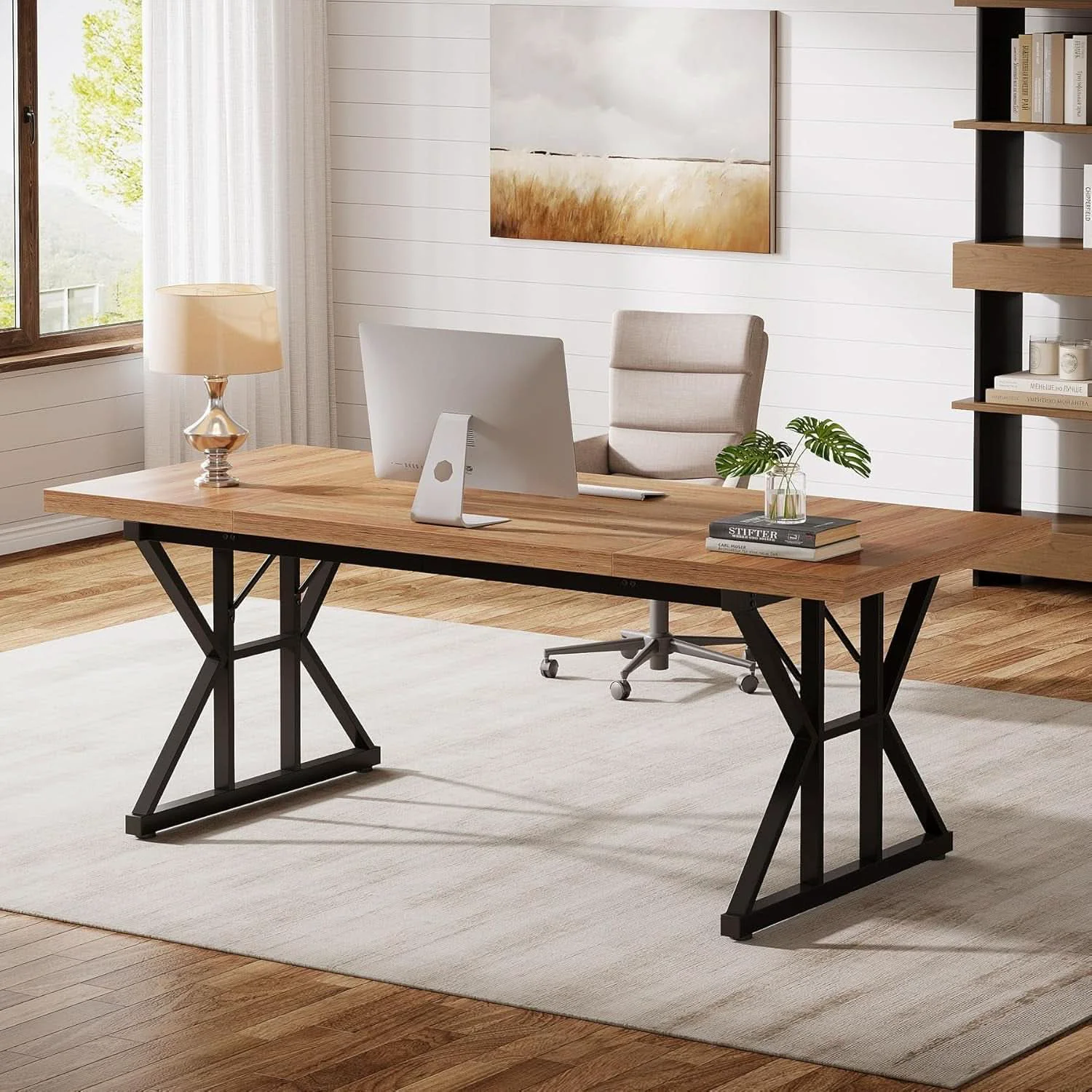 Trendy Large Industrial Executive Desk for Home Office Use Safe