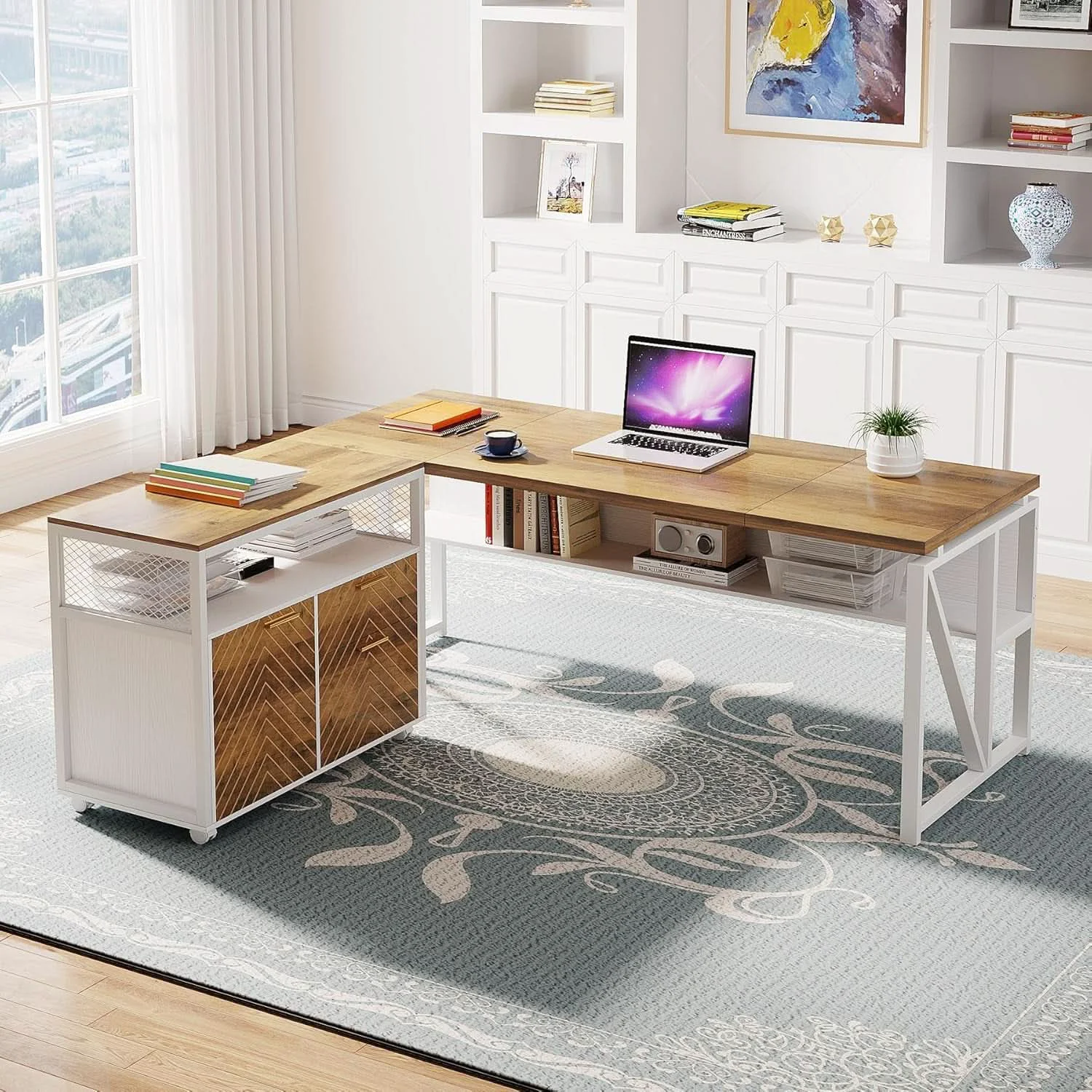 Genuine L Shaped Desk Walnut Sixty Three Inch Executive Desk Reusable