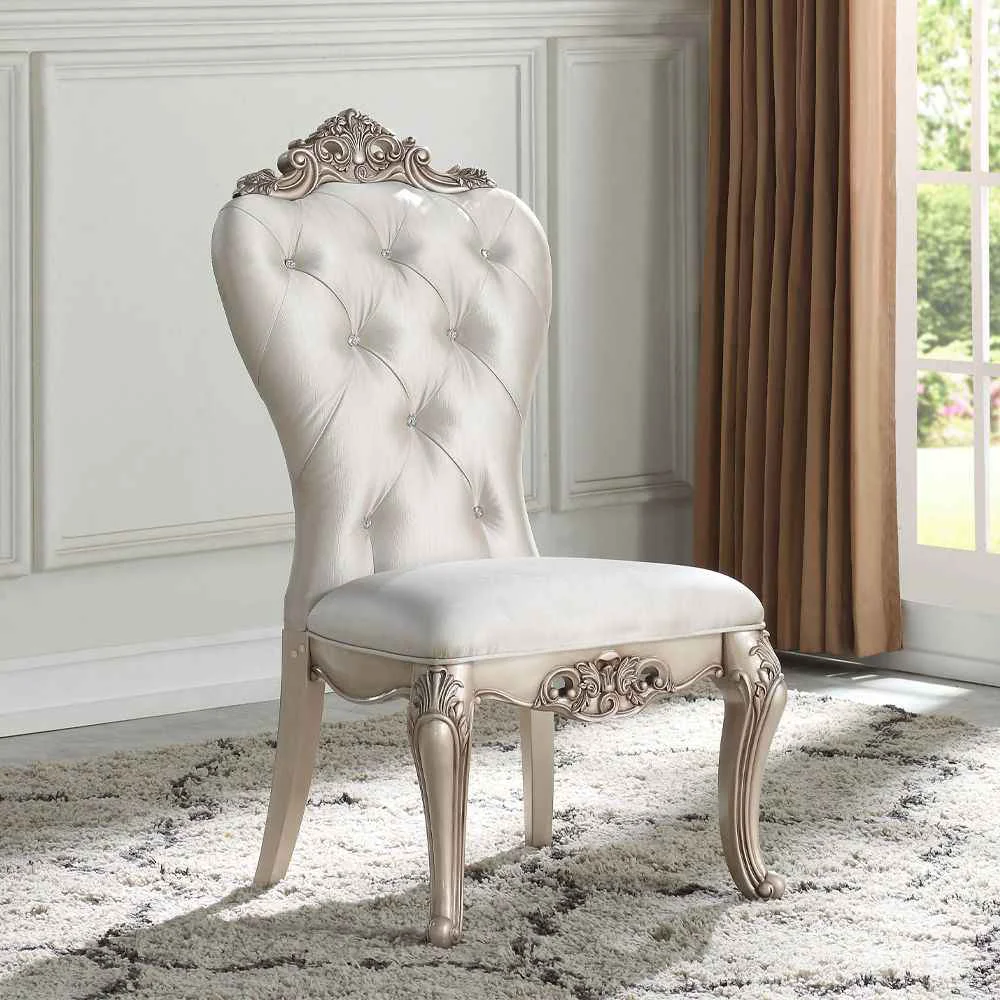 Powerful Gorsedd – Side Chair Set of 2 – Cream Fabric Golden Ivory Fashionable