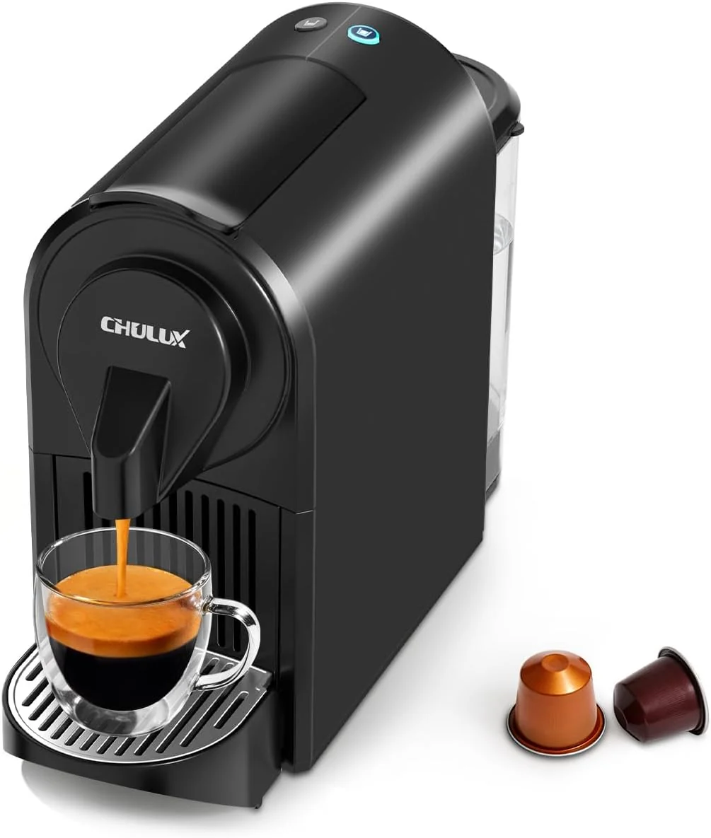 Consistent CHULUX Bafè-Pro Single Serve Espresso Machine for Nes Pods Black 1400W Rapid Heating Espresso Lungo Buttons Used Capsule Drawer Auto-Eject System 24oz Removable Reservoir Mini Footprint Traditional