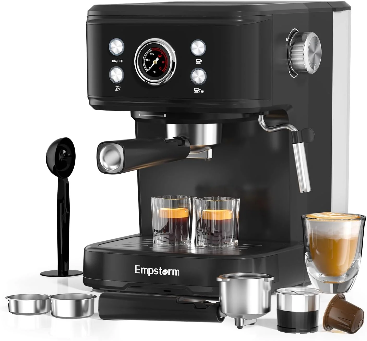 Fine 2in1 20 Bar Espresso Machine with Milk Frother Coffee Latte Cappuccino Maker for Home Coffee Machine Suitable for Coffee Powder Capsules Expertly Made