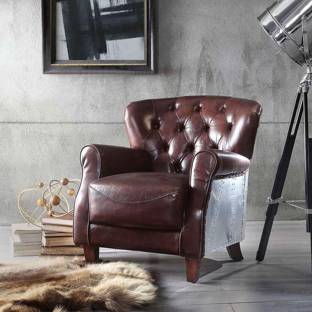 Certified Brancaster – Accent Chair – Vintage Brown Aluminum Fast