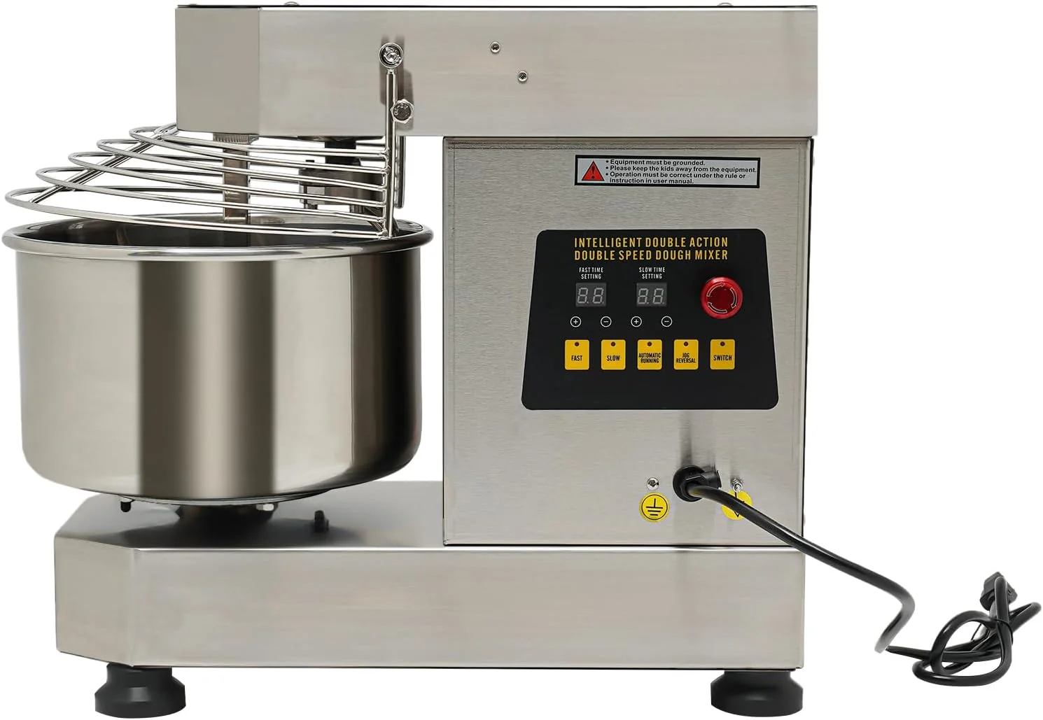 Carefully Designed Commercial Food Mixer 750w Stainless Steel Dual Rotating Dough Kneading Machine 10.5QT Heavy-duty Dough Mixer with Food-Grade Bowl Security Shield Modern