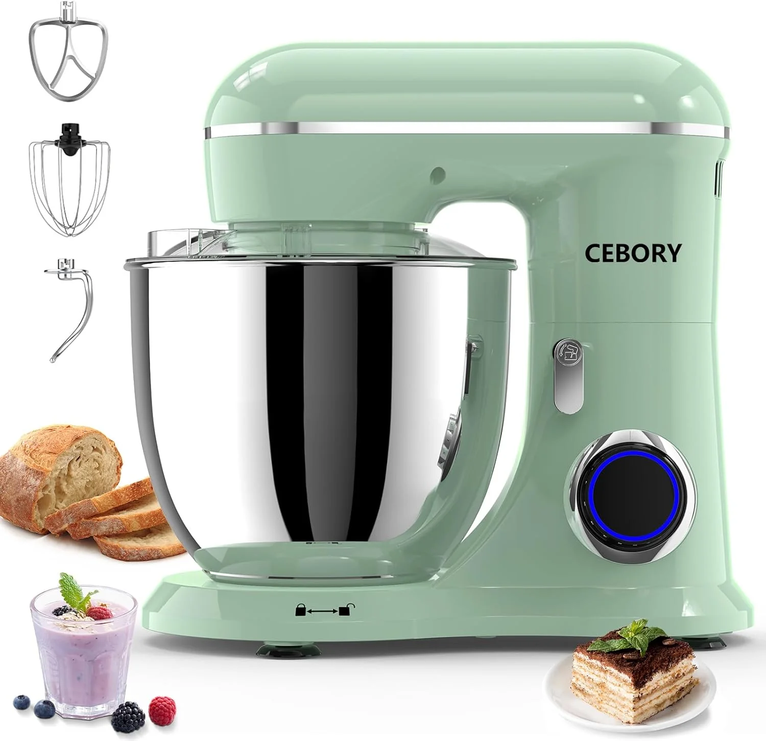 Exclusive 3-IN-1 Electric Stand Mixer 6.5QT Bowl 660W 10-Speed Kitchen Mixer Household Food Mixers include Dough Hook Beater and Whisk Efficient