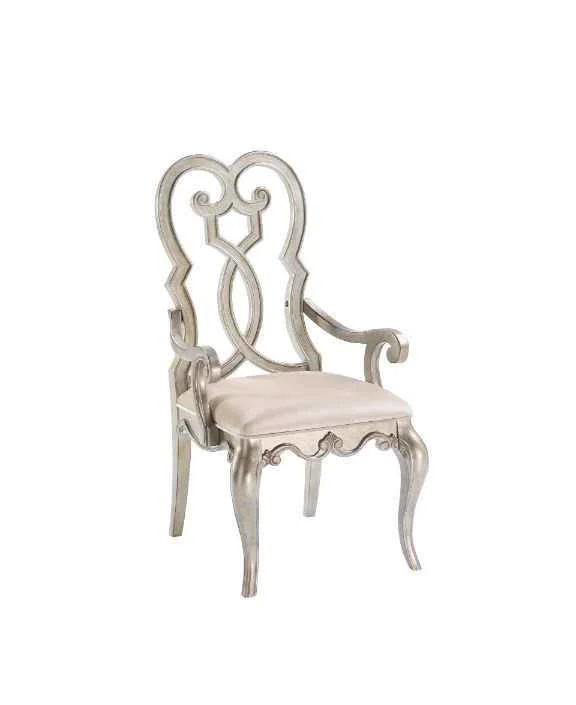 Official Esteban – Arm Chair Set of 2 – Ivory Velvet Antique Champagne Healthy
