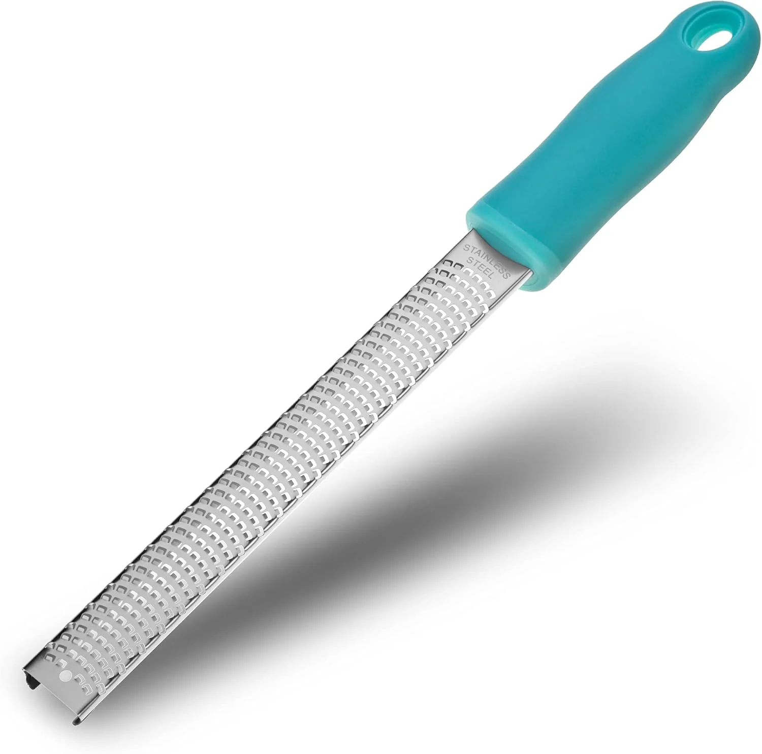 Enhanced Lemon Zester Stainless Steel Kitchen Cheese Grater Plastic Cover Ergonomic Soft Blue Handle High-End