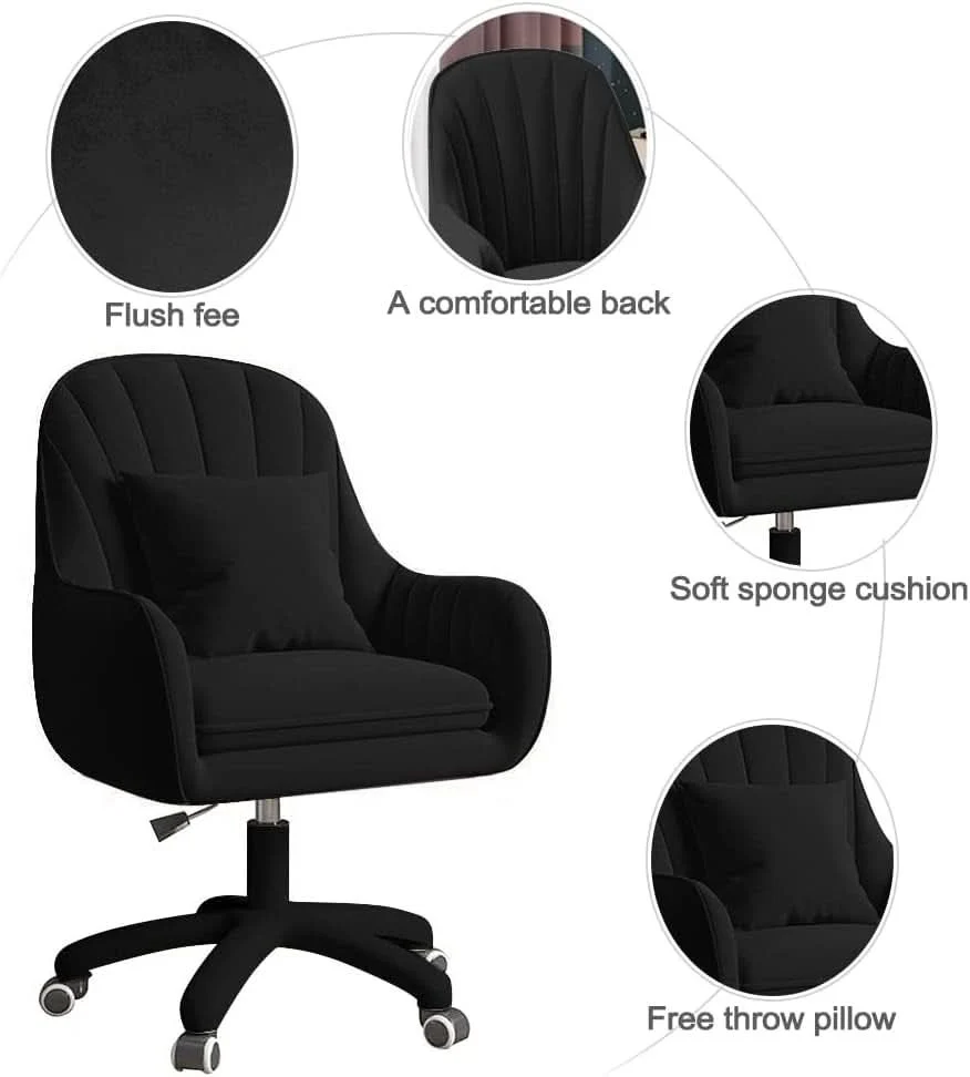 Breathable Velvet Home Office Chair Height Adjustable For Desk Use Sophisticated