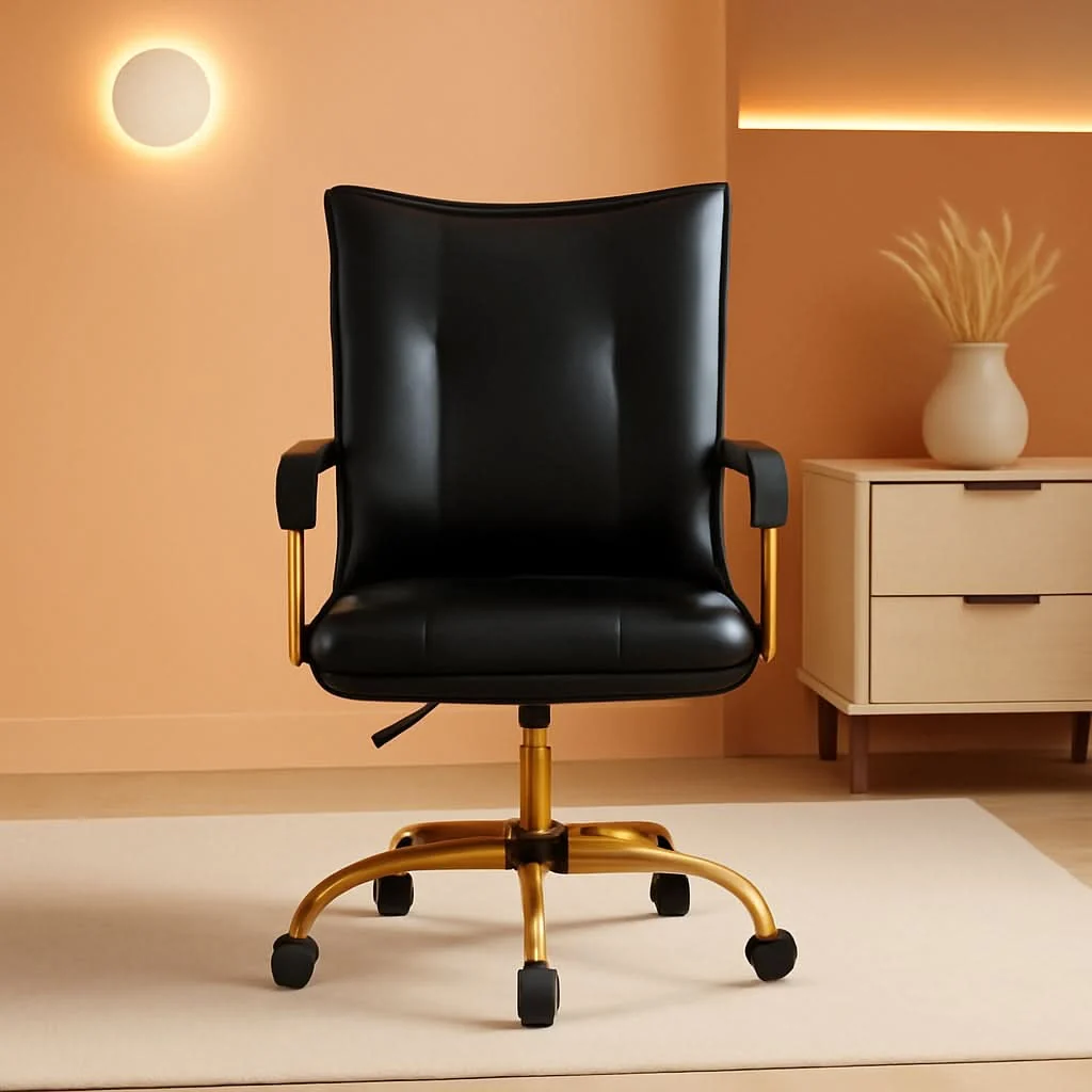 High-Quality Black Office Desk Chair With Adjustable Height Elegant Responsible