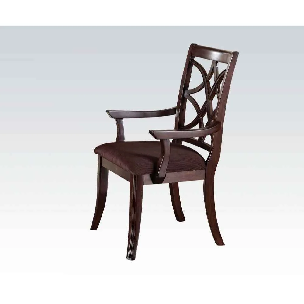 Elite Keenan – Arm Chair Set of 2 – Brown Microfiber Dark Walnut Modern