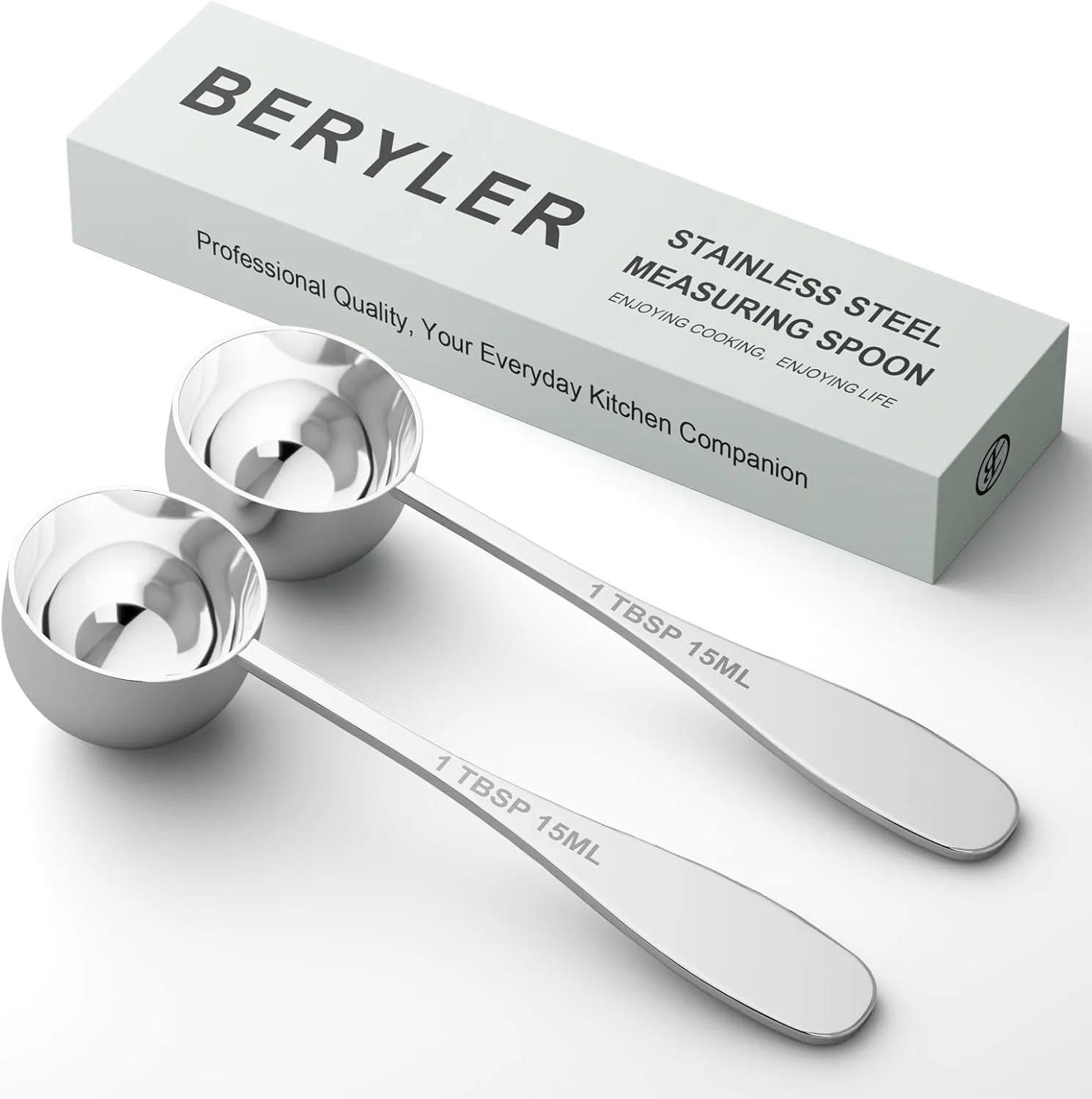 Casual 2PCS 1tbsp 3tsp 15 ml Single Measuring Spoon Stainless Steel Individual Teaspoon Metal Measure Scoop with Gift Box Sustainable