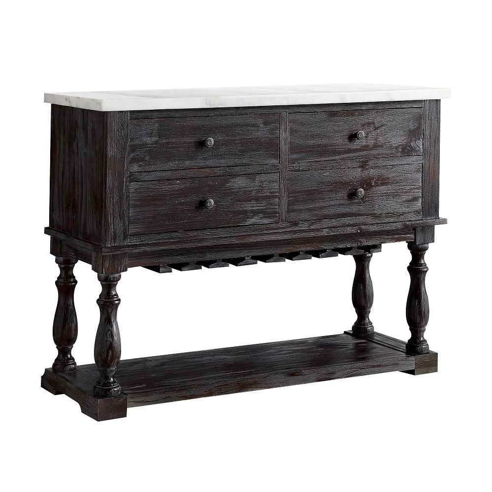 Selected Gerardo – Server – White Marble Top Weathered Espresso Smart