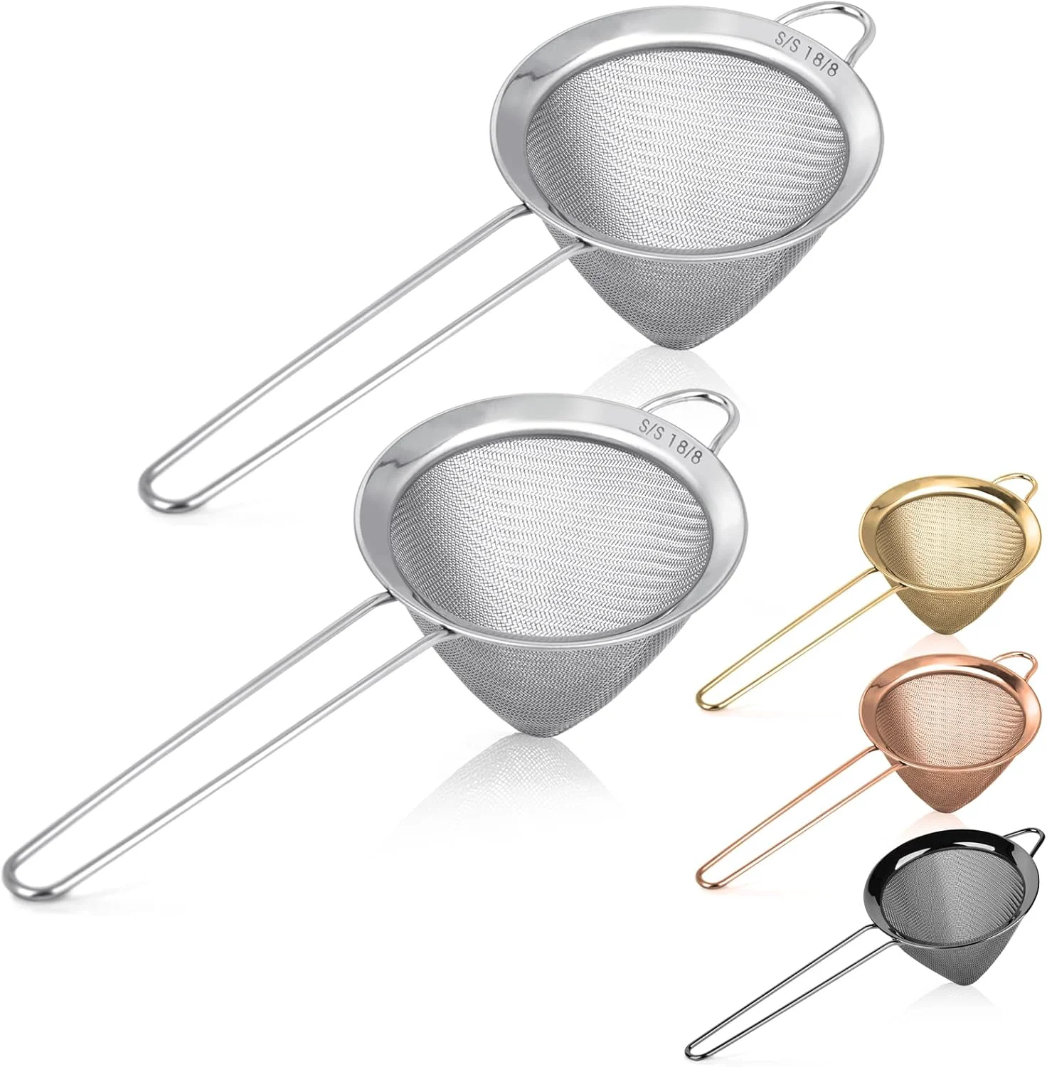 Contemporary 2 Pack Stainless Steel 18 8 Small Food Strainer Fine Mesh Sieve with Long Handle Cocktail Strainer For Cocktails Tea Herbs Coffee amp Drinks Rust Proof amp Great as Tea Strainer 3.5inch Genuine