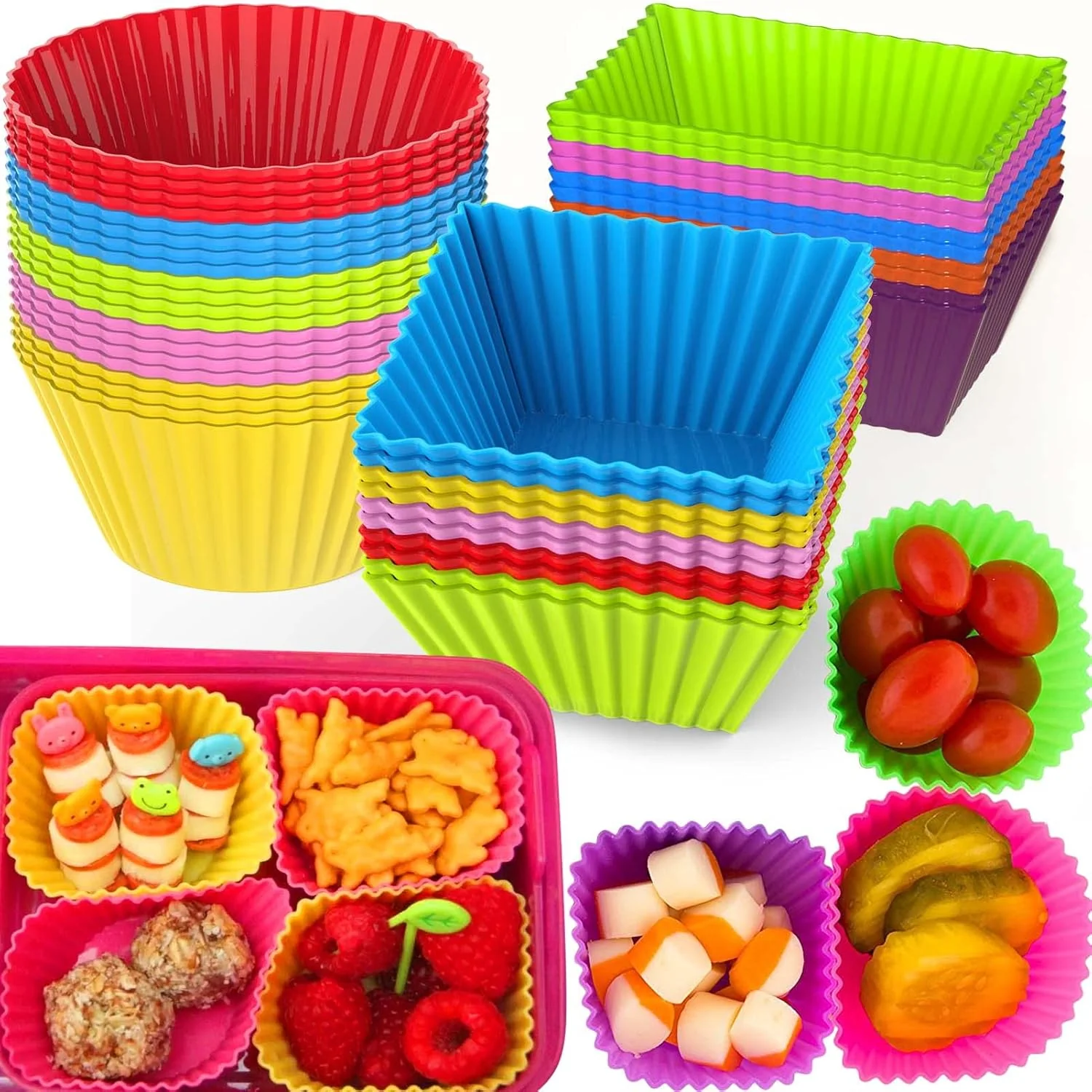 Healthy Xangnier 40 Pcs Silicone Lunch Box Dividers Reusable Lunch Bento Box Accessories for Kids Lunchbox Supplies Accessories Premium