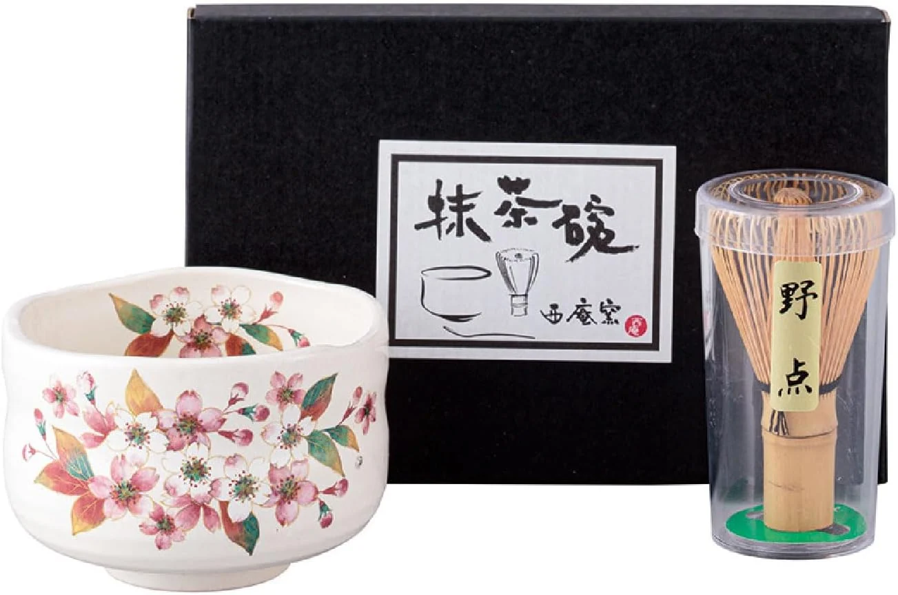 Artisan Japanese Traditional Mino Ware Handcrafted Mini Matcha Chawan Tea Bowl Cup Set With Chasen Bamboo Tea Whisk Ceremony Tableware Pottery Kohiki Sakura Original