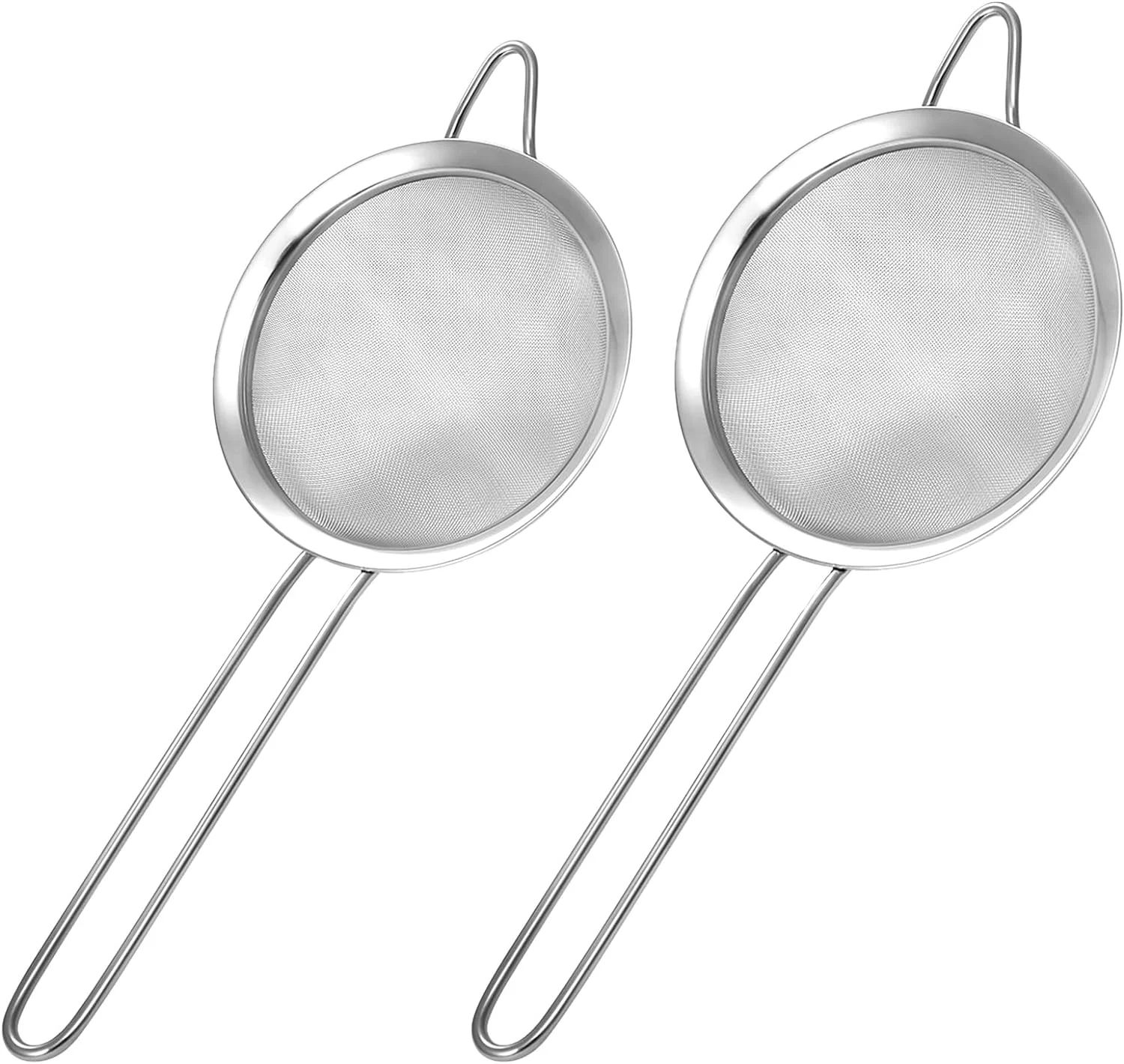 Outstanding 2 Pack Fine Mesh Strainer Small Stainless Steel Sieves with Handles for Steeping Loose Leaf Tea Straining Cocktail Juice and Sifting Flour Consistent