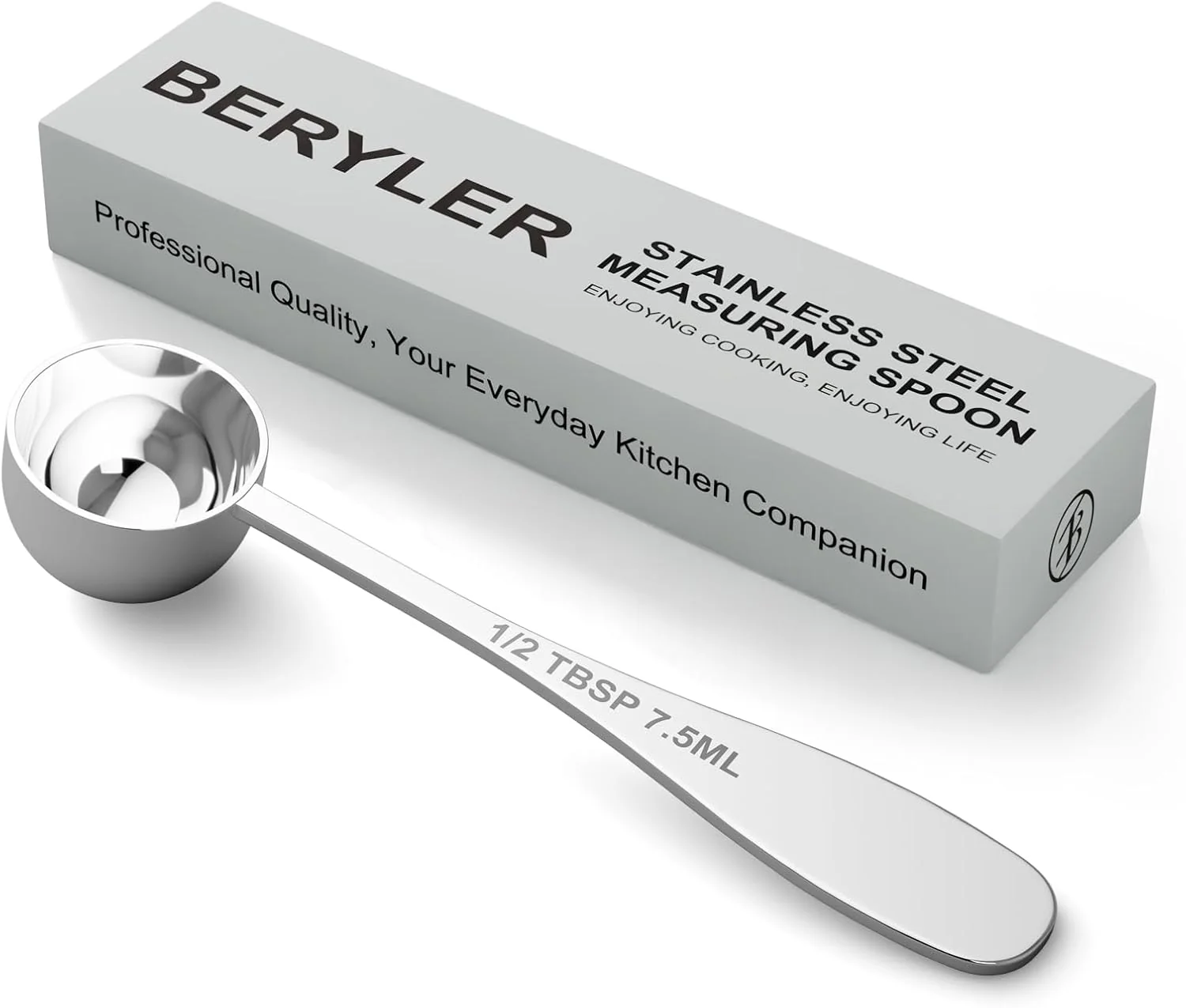 Authentic 1PCS 1 2tbsp 1.5tsp 7.5 ml Single Measuring Spoon Stainless Steel Individual Teaspoon Metal Measure Scoop with Gift Box Natural