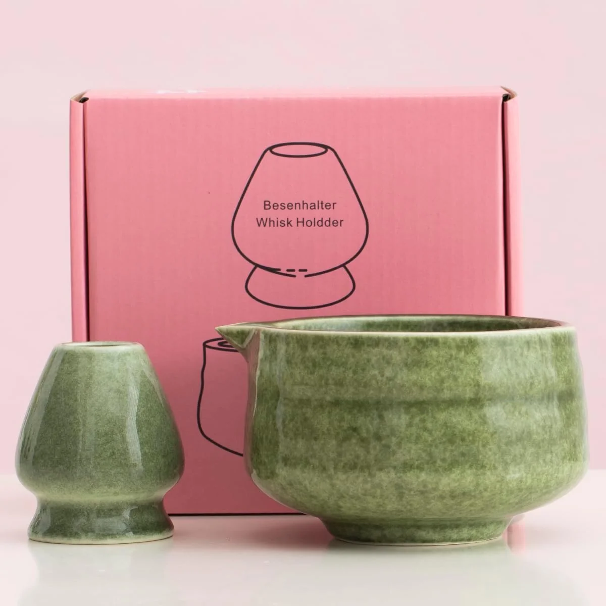 Refined Japanese 2pcs Matcha Bowl Glazed Ceremonial Matcha Bowl with Whisk Holder for Matcha Tea Carefully Designed