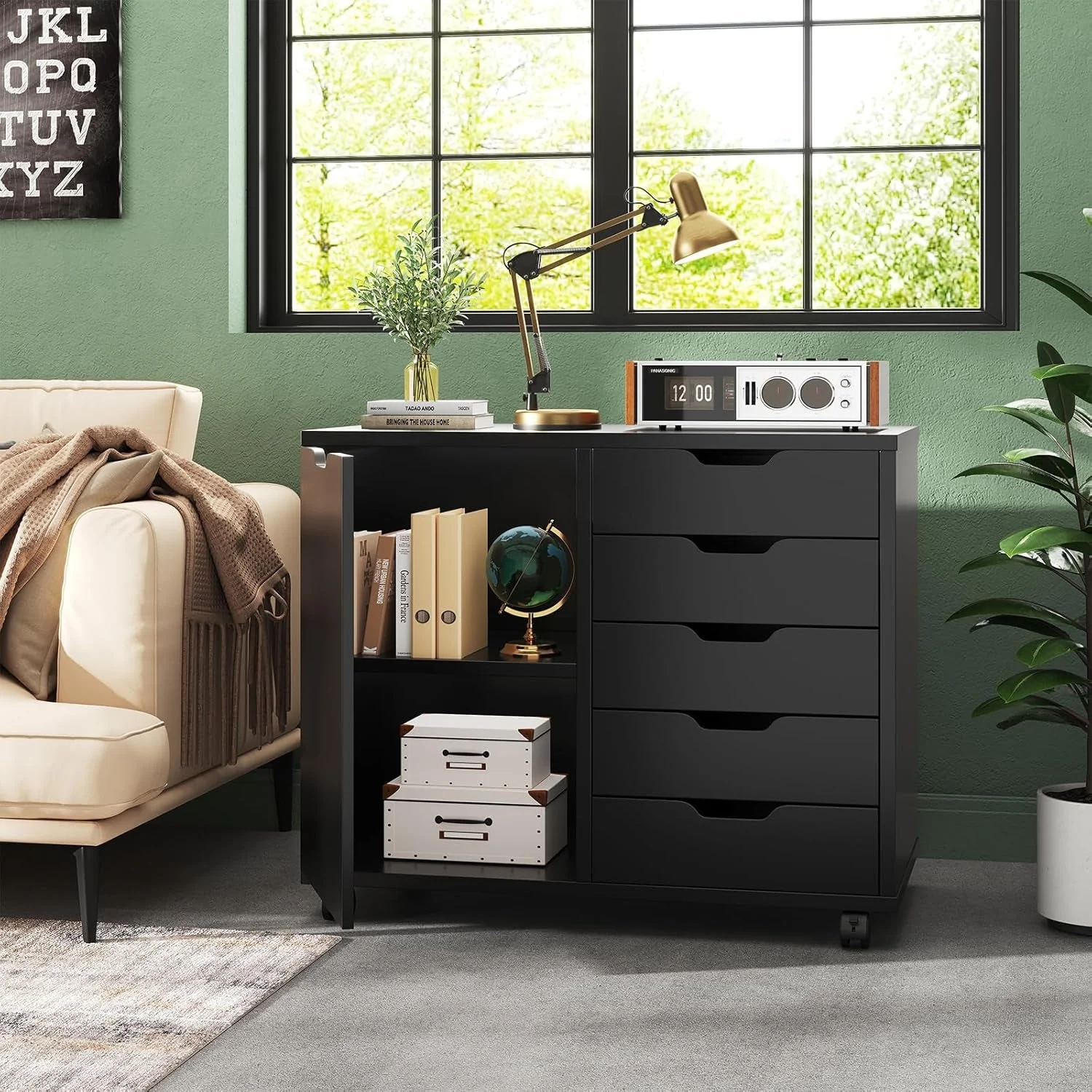 Quality 5-Drawer Rolling File Cabinet With Locking Casters World-Class