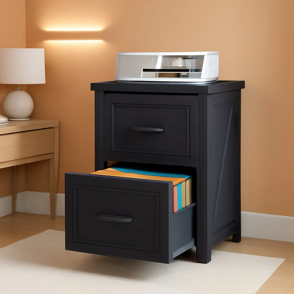 Fine Crafted Black Farmhouse Vertical Adjustable File Cabinet Drawer Superior