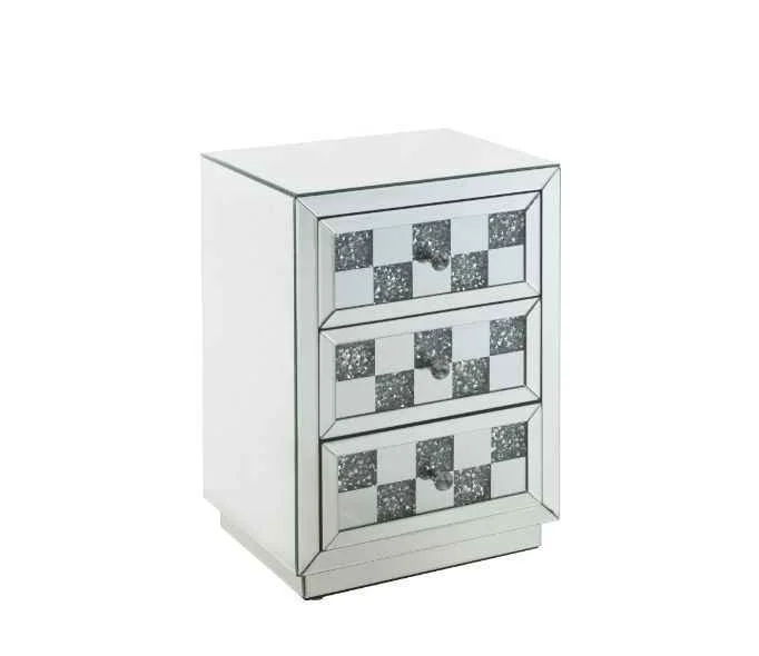 Consistent Noralie – 18 X 14 Accent Table With Faux Diamonds – Mirrored Advanced
