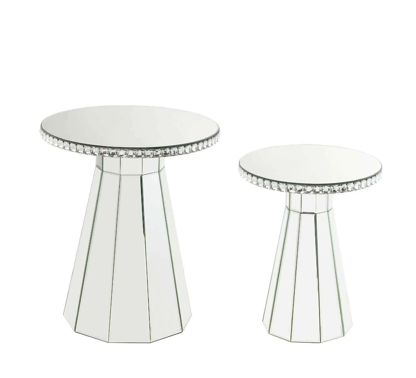 Lightweight Lotus – 20 Accent Table – Mirrored Faux Ice Cube Crystals Authentic