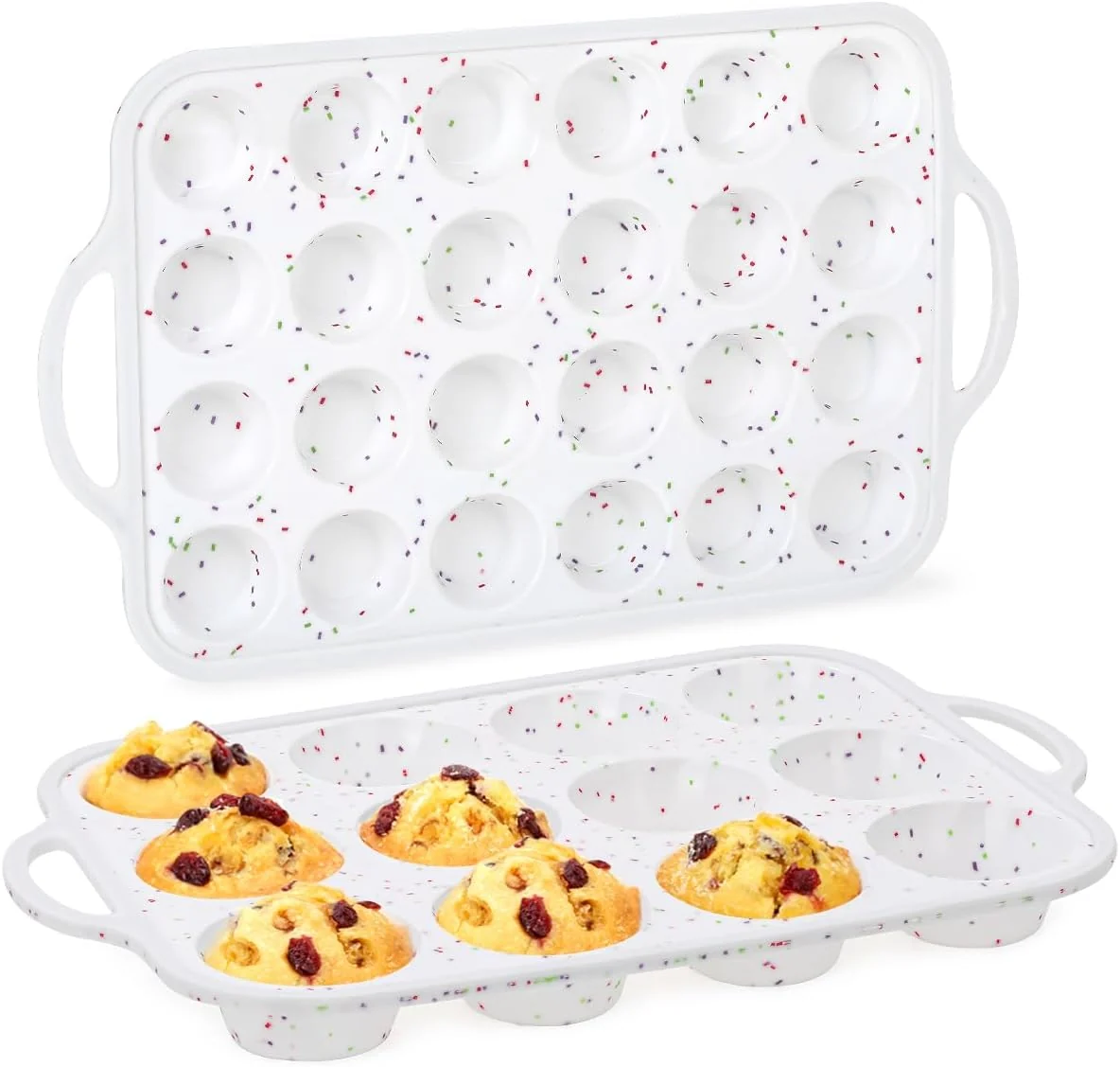 Top-Quality Caketime 12 Cups 24 Cups Silicone Muffin Pan with Metal Frame Regular Mini Muffin Pan Set for Baking 2 Pack High-End