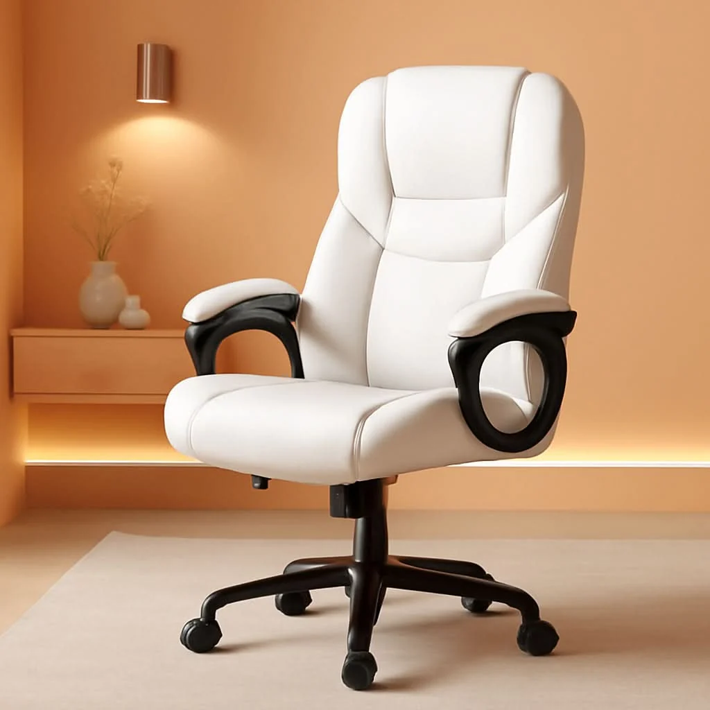 Long-Lasting High Back Executive Chair White Ergonomic Office Chair Healthy