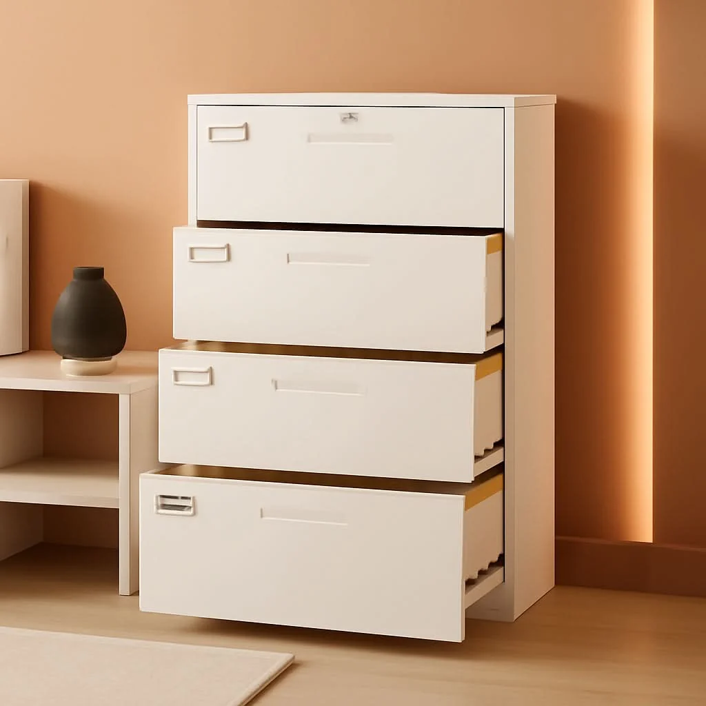 Innovative Lateral File Cabinet White 5 Drawer Lockable Office Storage Breathable