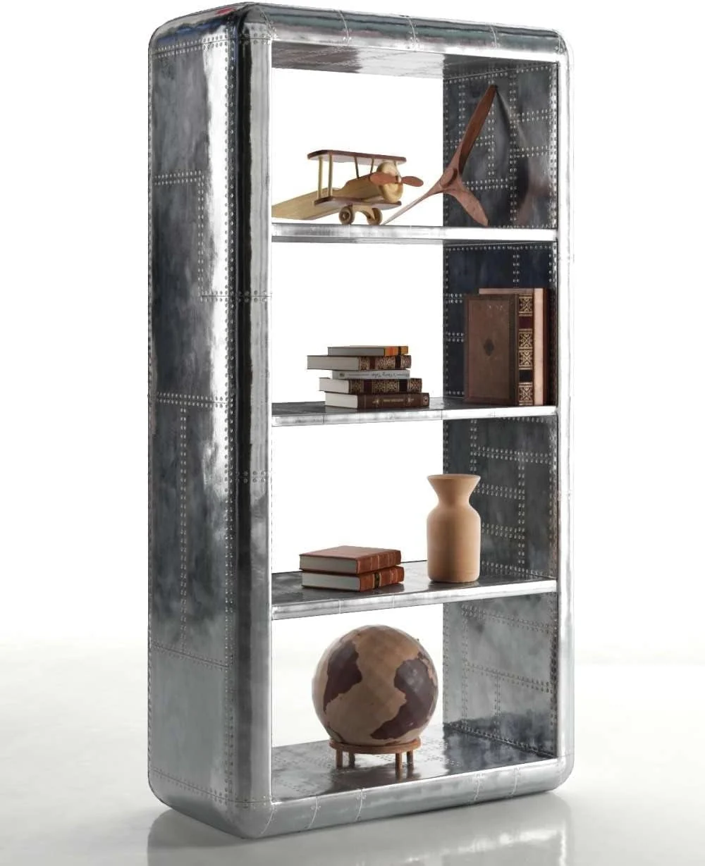 Fine Silver Industrial Metal Bookcase Home Office Storage Original