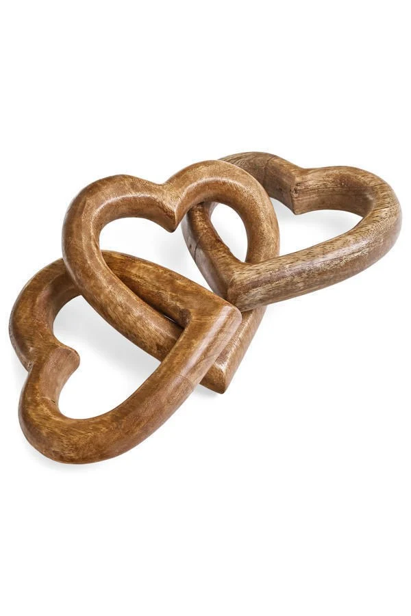 Exceptional DECO 3 HEART SHAPED CHAIN MANGO WOOD NATURAL Dependable