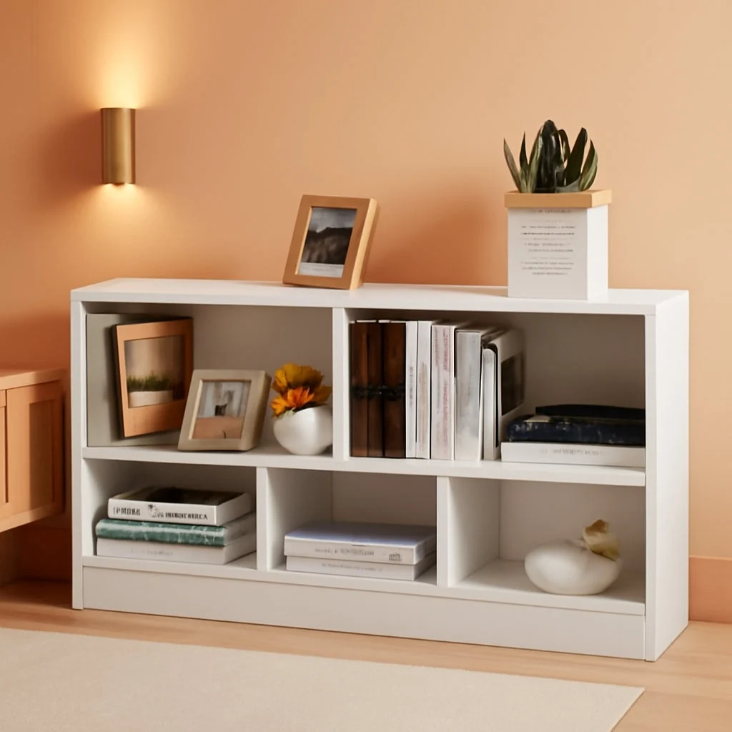 Advanced White 44 Inches Multifunctional Engineered Cube Bookcase High-Performance