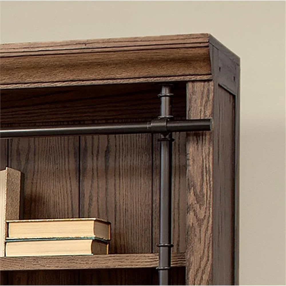 Casual Spacious Brown Contemporary Bookcase With Five Shelves Secure