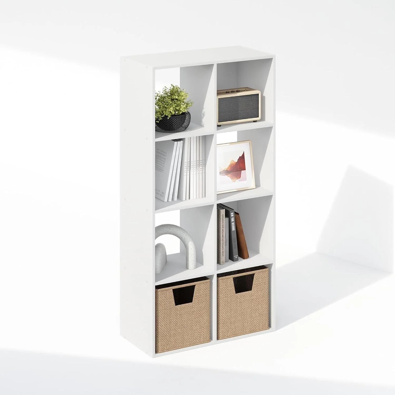 Modern White Eight Cube Contemporary Horizontal Bookcase Storage Official