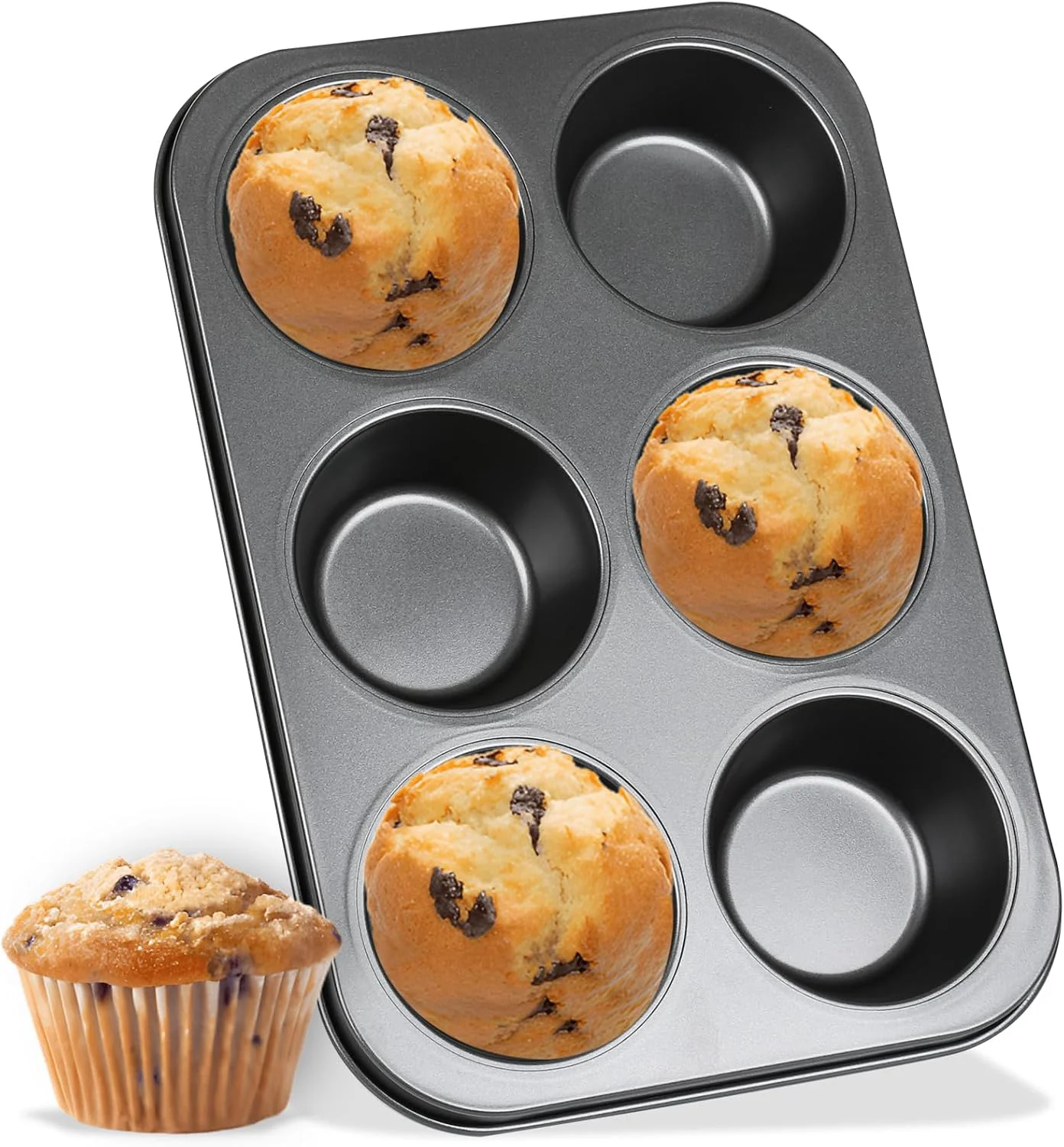 Top-Quality Jumbo Muffin Pan 6-Cups Cupcake Pan Premium Large Muffin Tin for Baking Non-Stick and Thickened Carbon Steel Jumbo Cupcake Durable